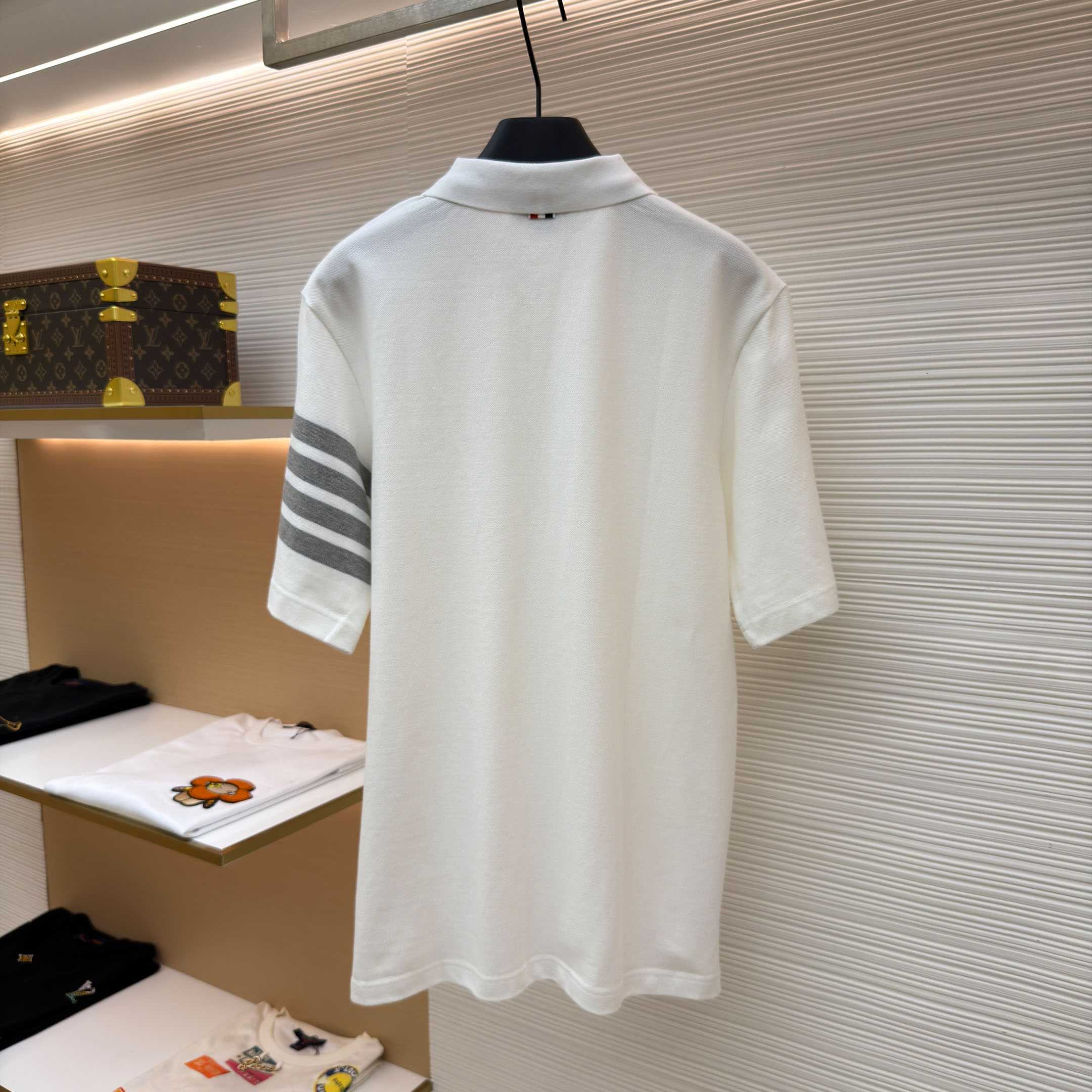 Thom Browne Classic Pique 4-Bar Short Sleeve Polo   - DesignerGu