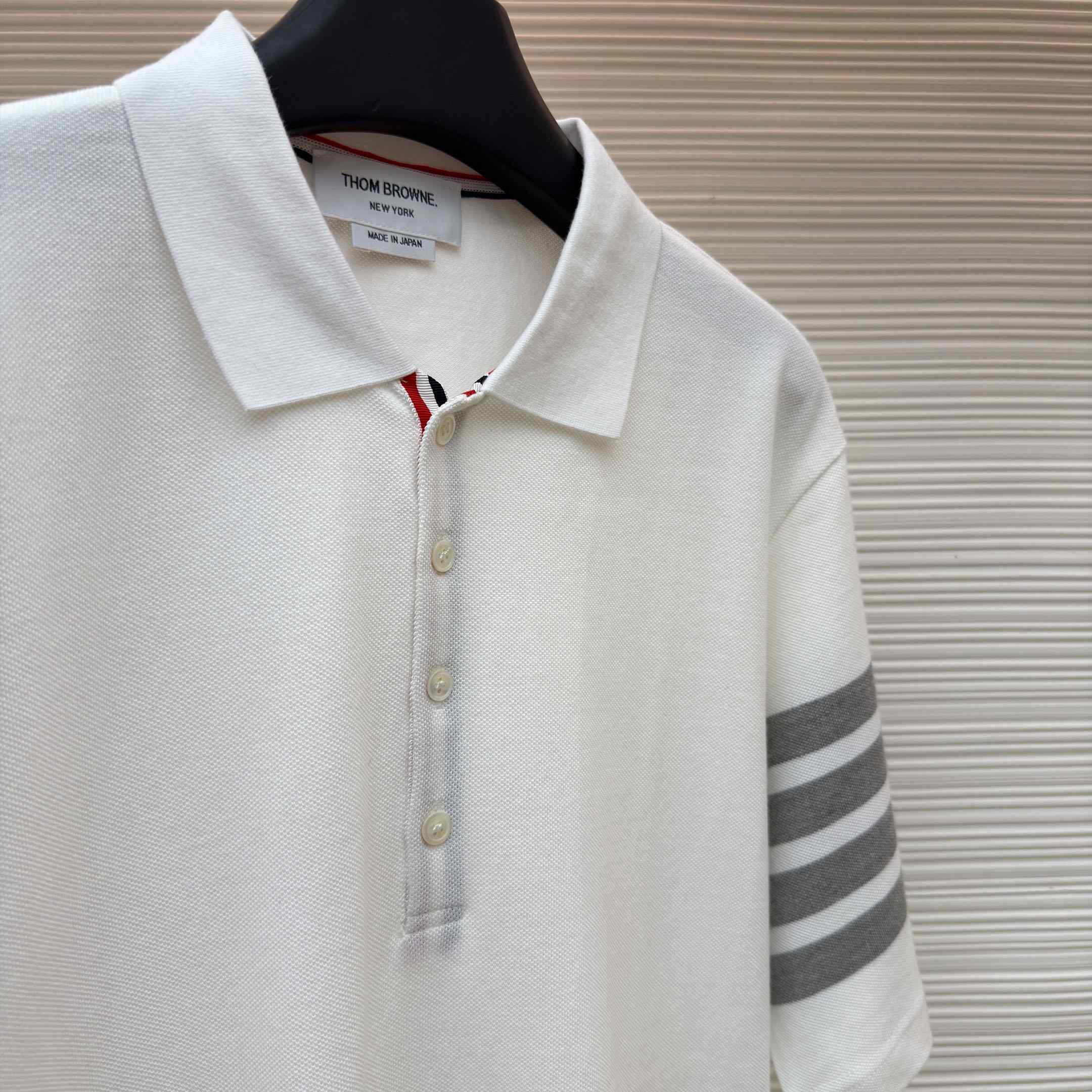 Thom Browne Classic Pique 4-Bar Short Sleeve Polo   - DesignerGu