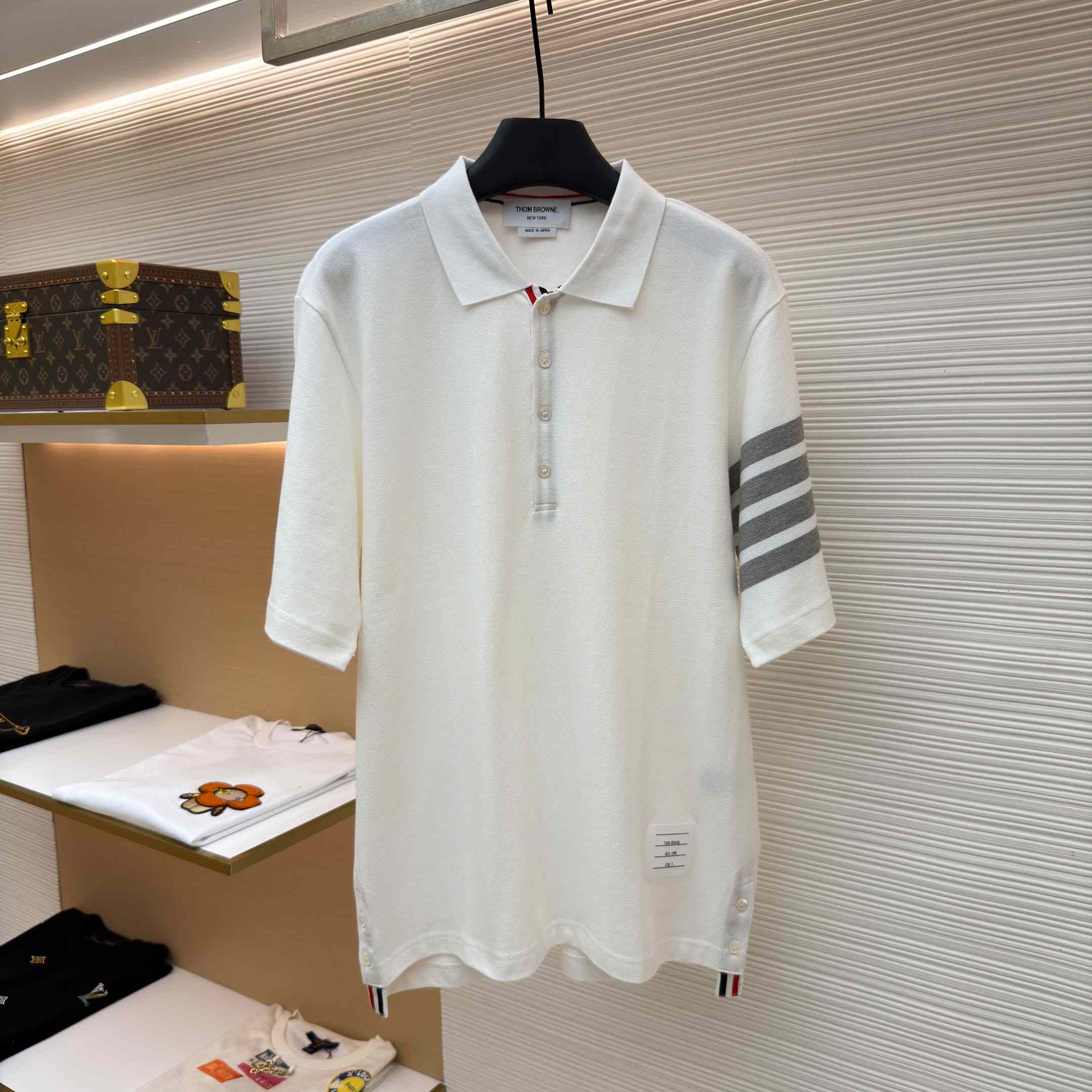 Thom Browne Classic Pique 4-Bar Short Sleeve Polo   - DesignerGu