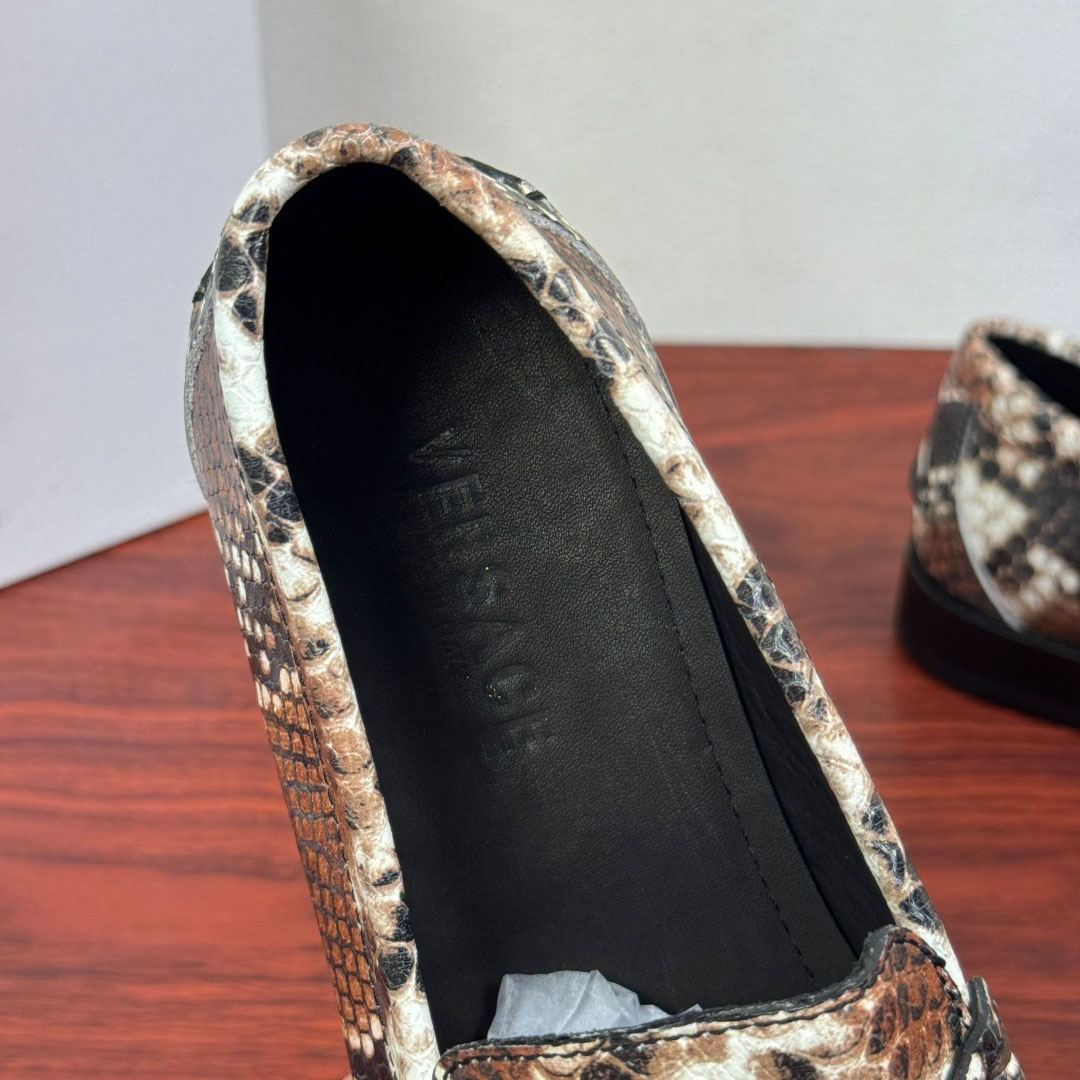 Versace Snakeskin-Effect Loafers - DesignerGu