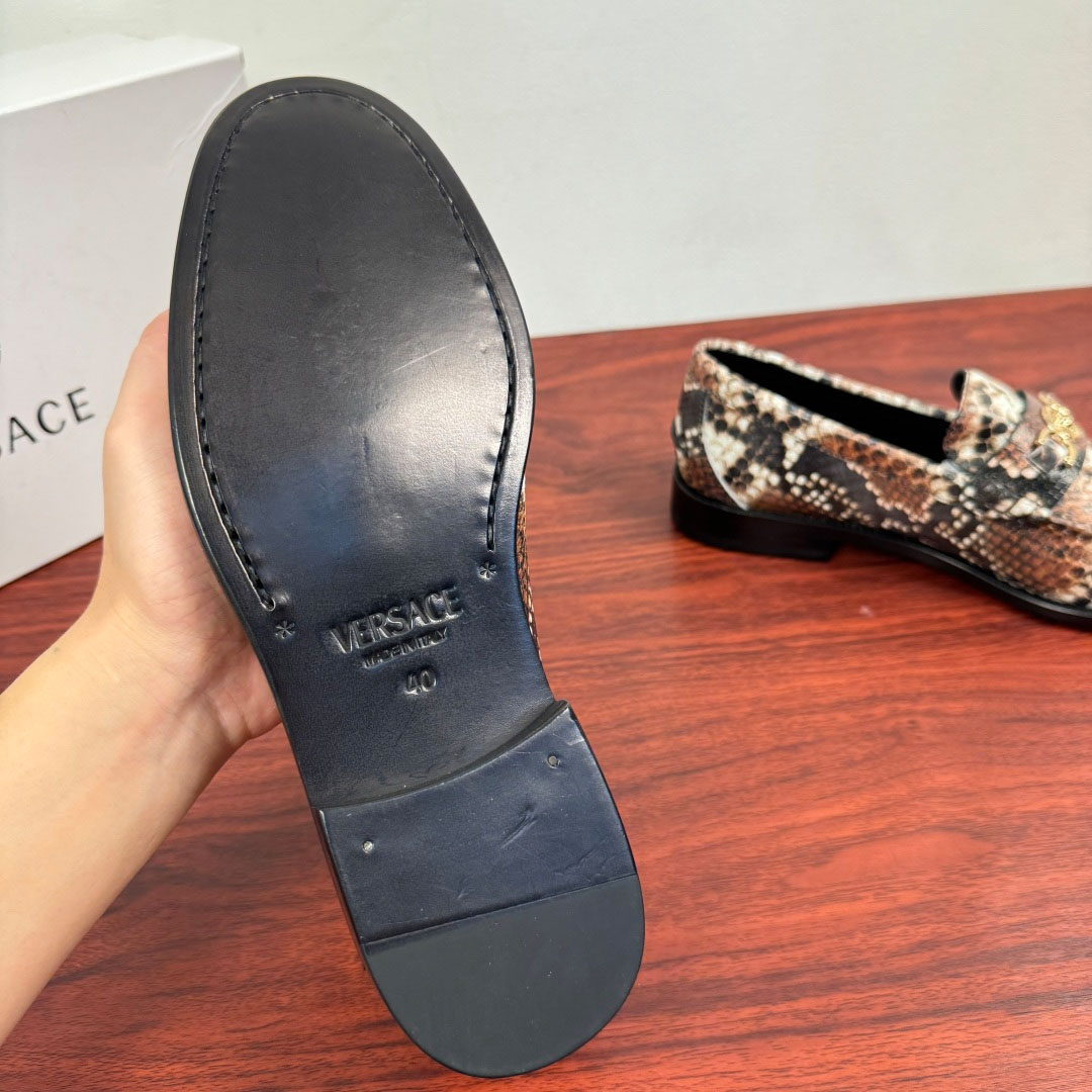 Versace Snakeskin-Effect Loafers - DesignerGu