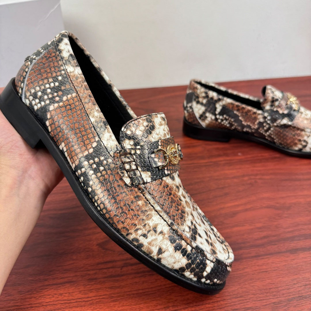 Versace Snakeskin-Effect Loafers - DesignerGu