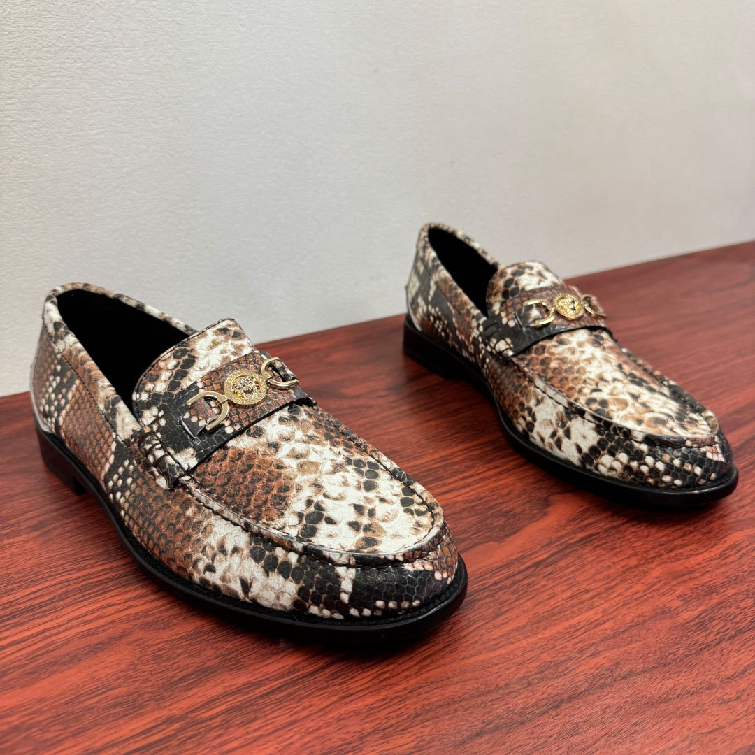 Versace Snakeskin-Effect Loafers - DesignerGu