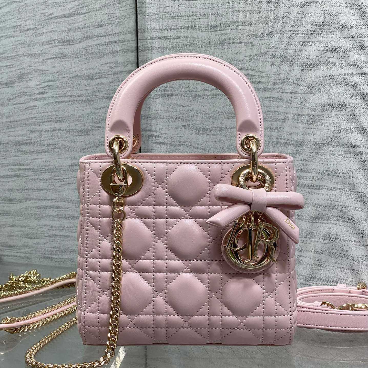 Dior Mini Lady Dior Bag With Chain - DesignerGu