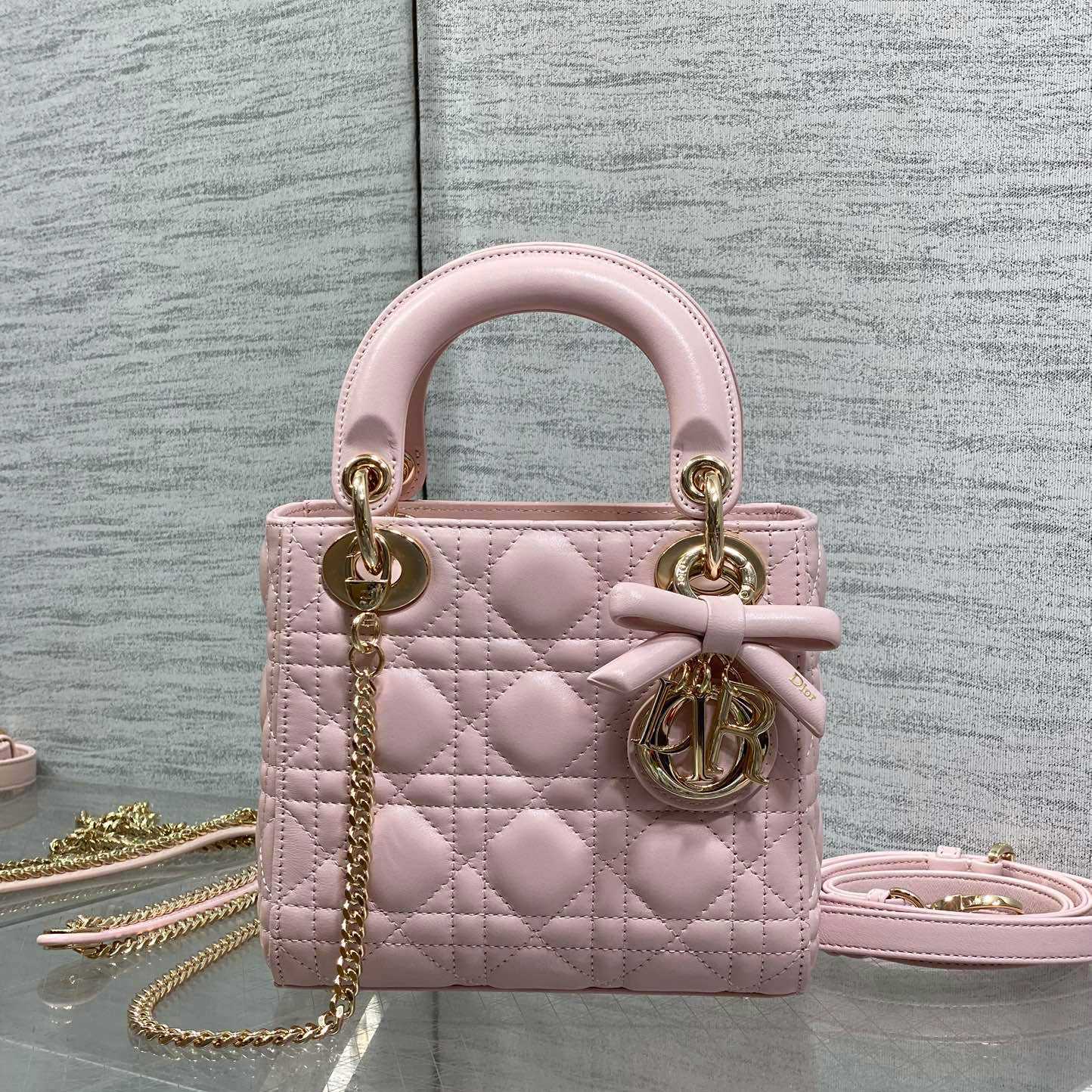 Dior Mini Lady Dior Bag With Chain - DesignerGu