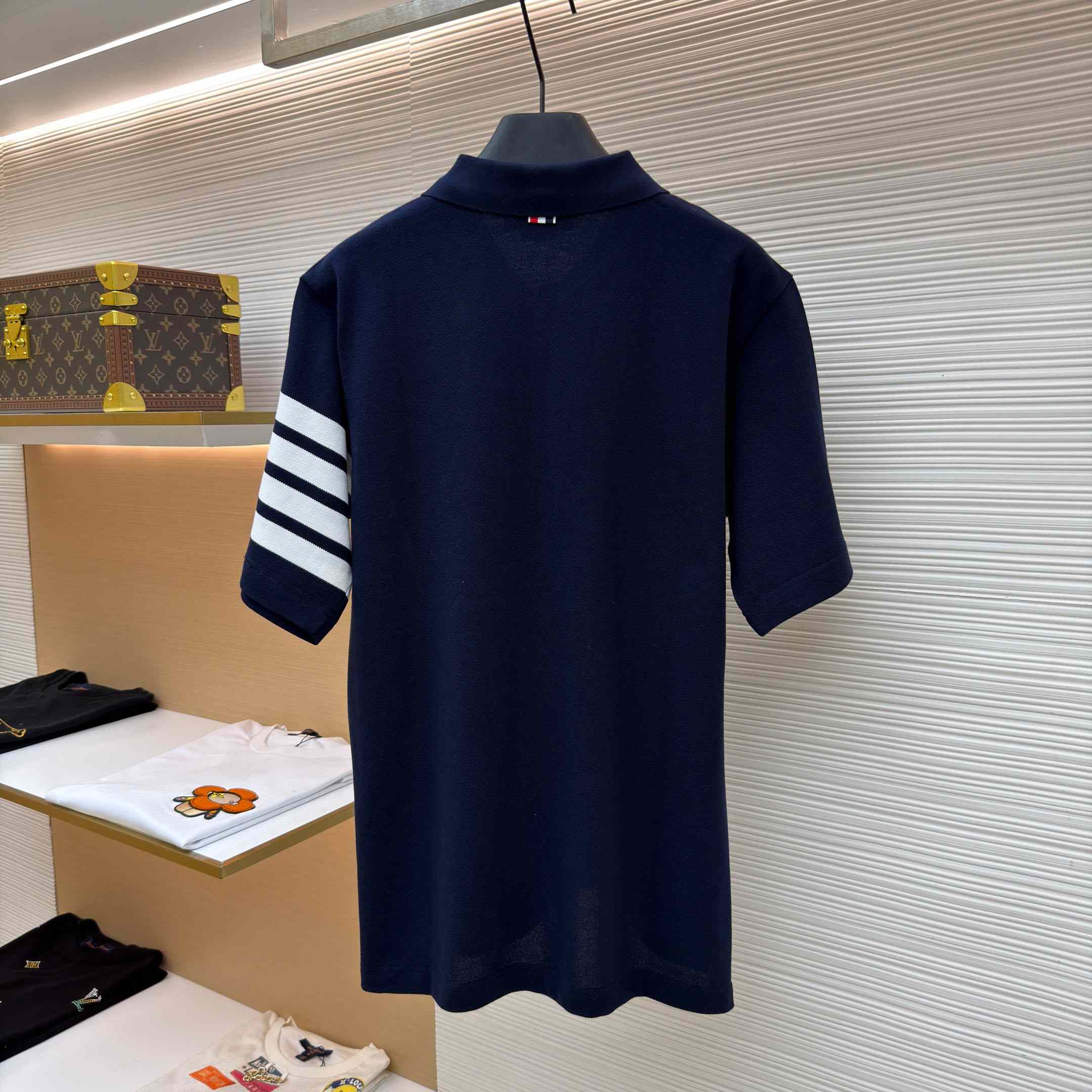 Thom Browne Classic Pique 4-Bar Short Sleeve Polo   - DesignerGu