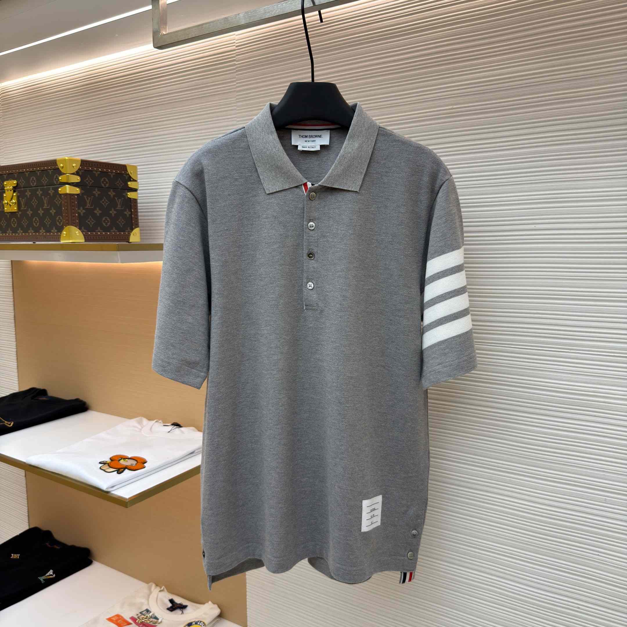 Thom Browne Classic Pique 4-Bar Short Sleeve Polo   - DesignerGu