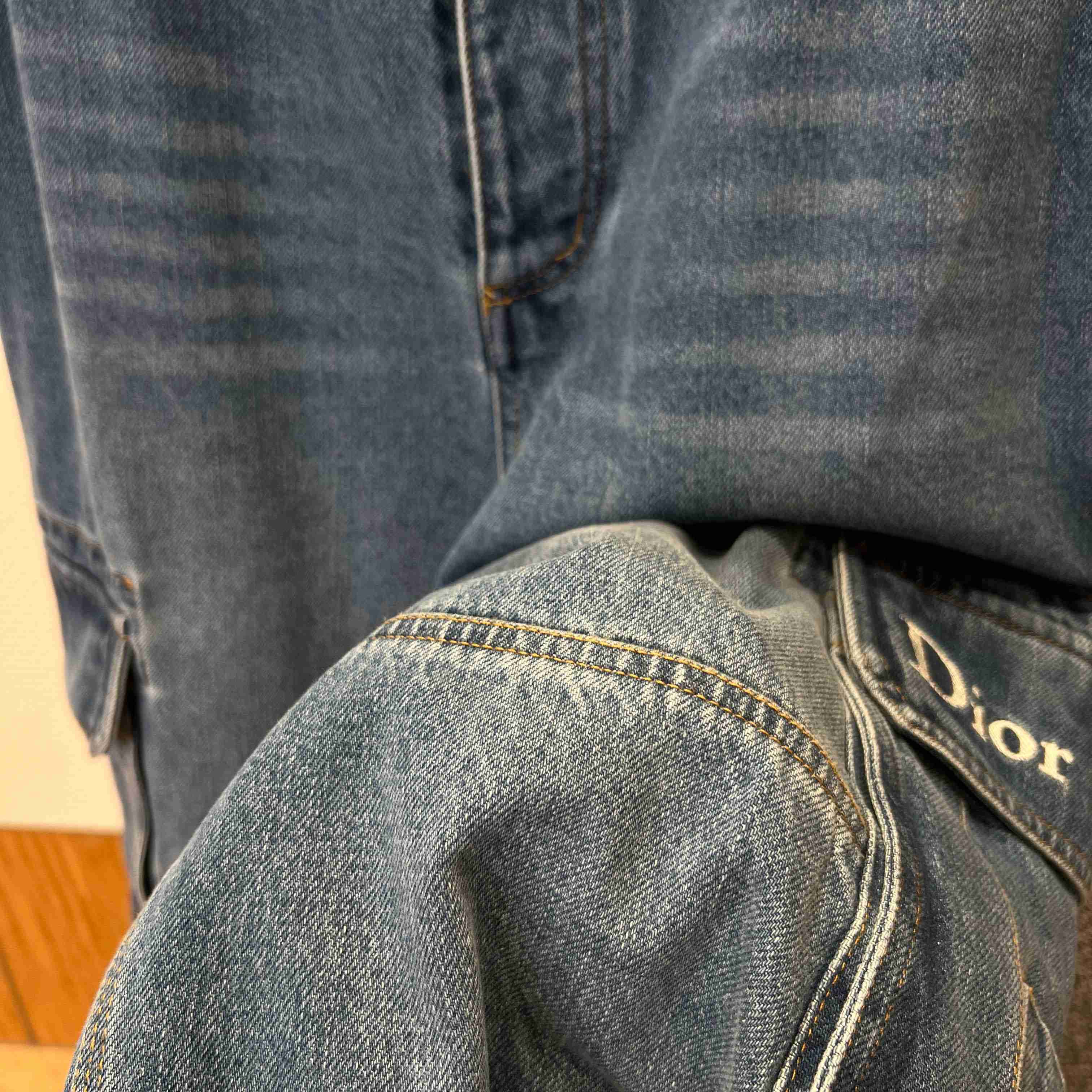 Dior Cargo Jeans Blue Cotton Twill - DesignerGu