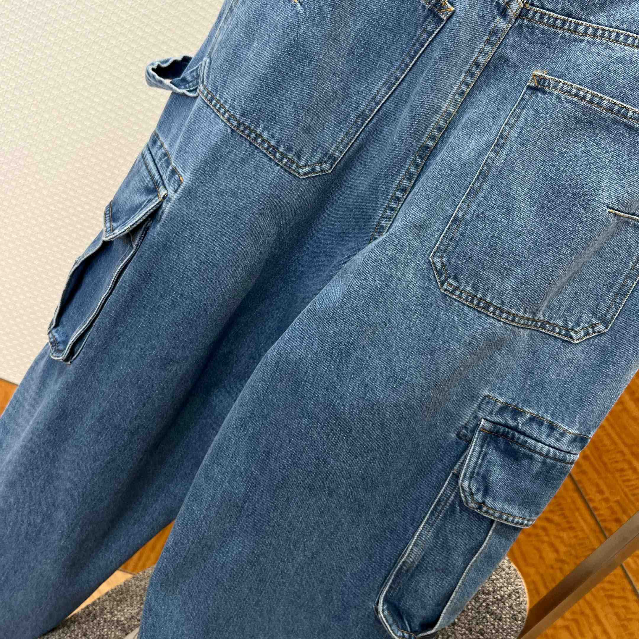 Dior Cargo Jeans Blue Cotton Twill - DesignerGu