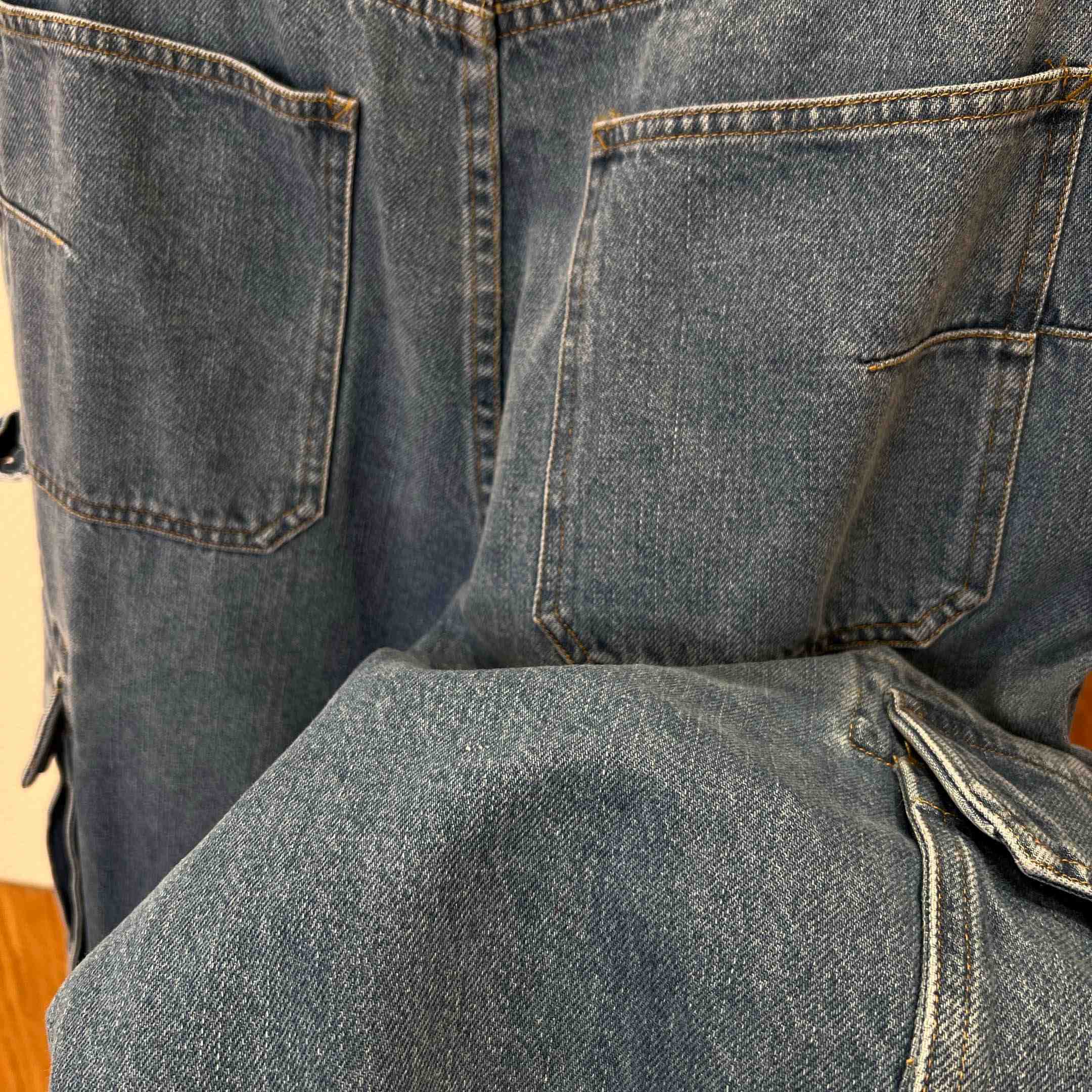 Dior Cargo Jeans Blue Cotton Twill - DesignerGu