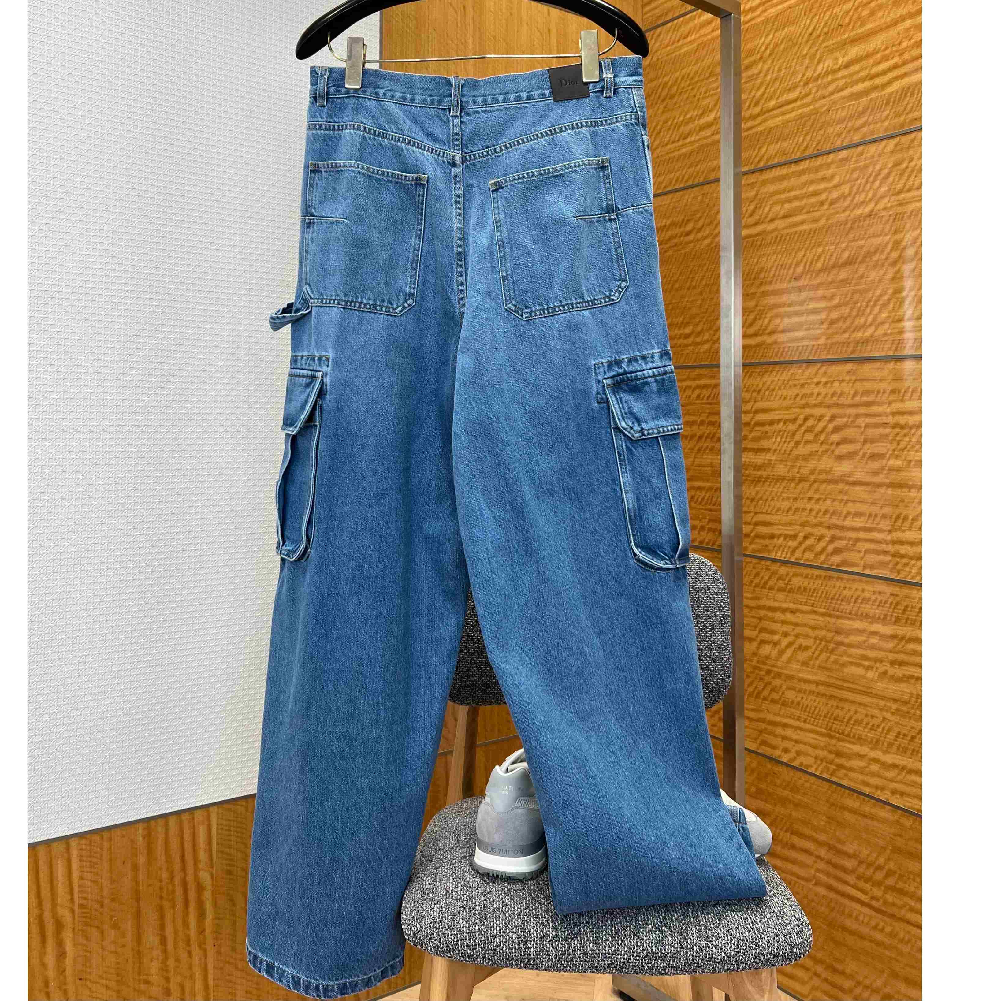 Dior Cargo Jeans Blue Cotton Twill - DesignerGu