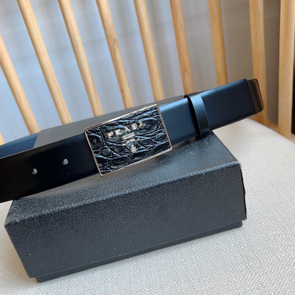 Prada Saffiano Leather Belt - DesignerGu