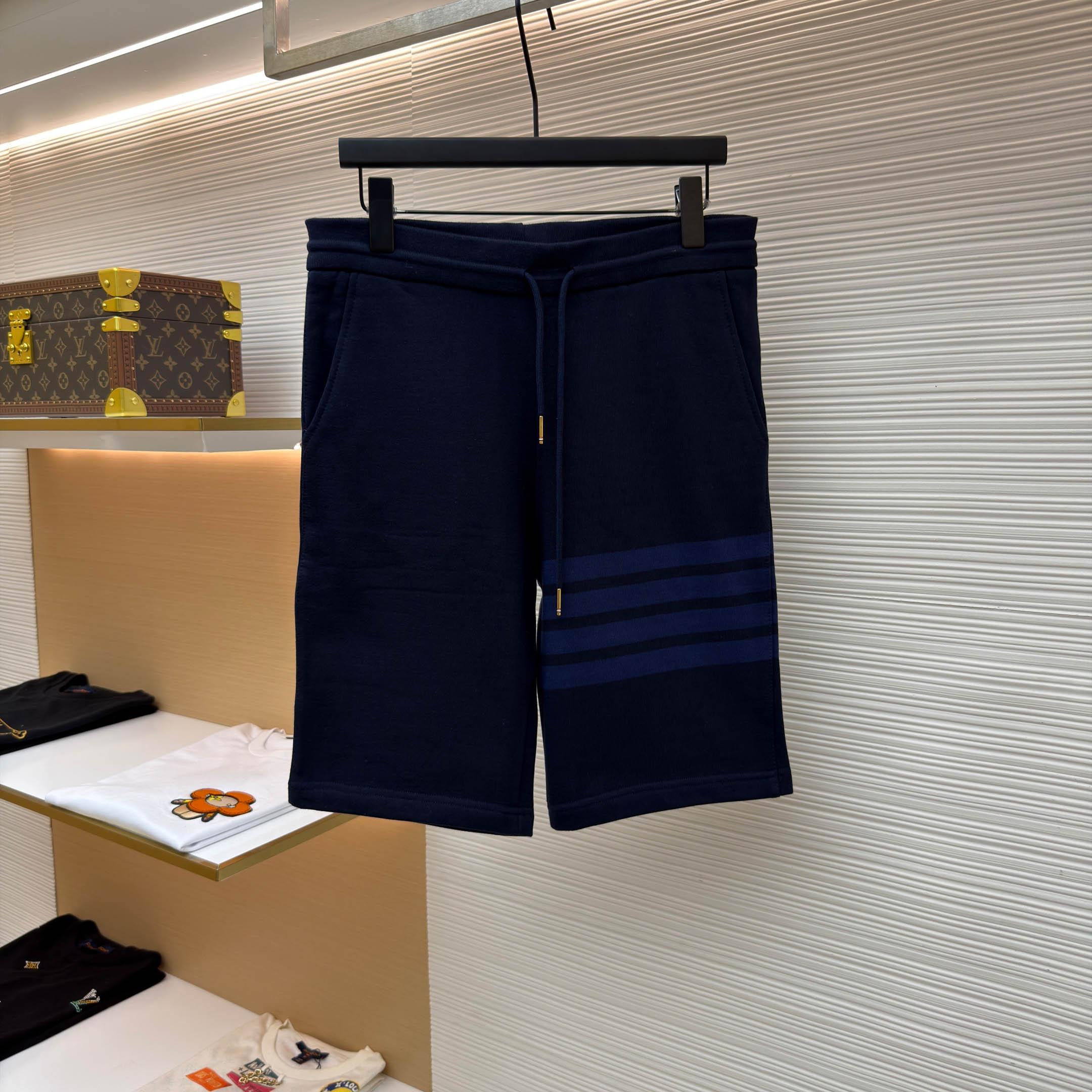 Thom Browne Navy Loopback 4-Bar Shorts - DesignerGu
