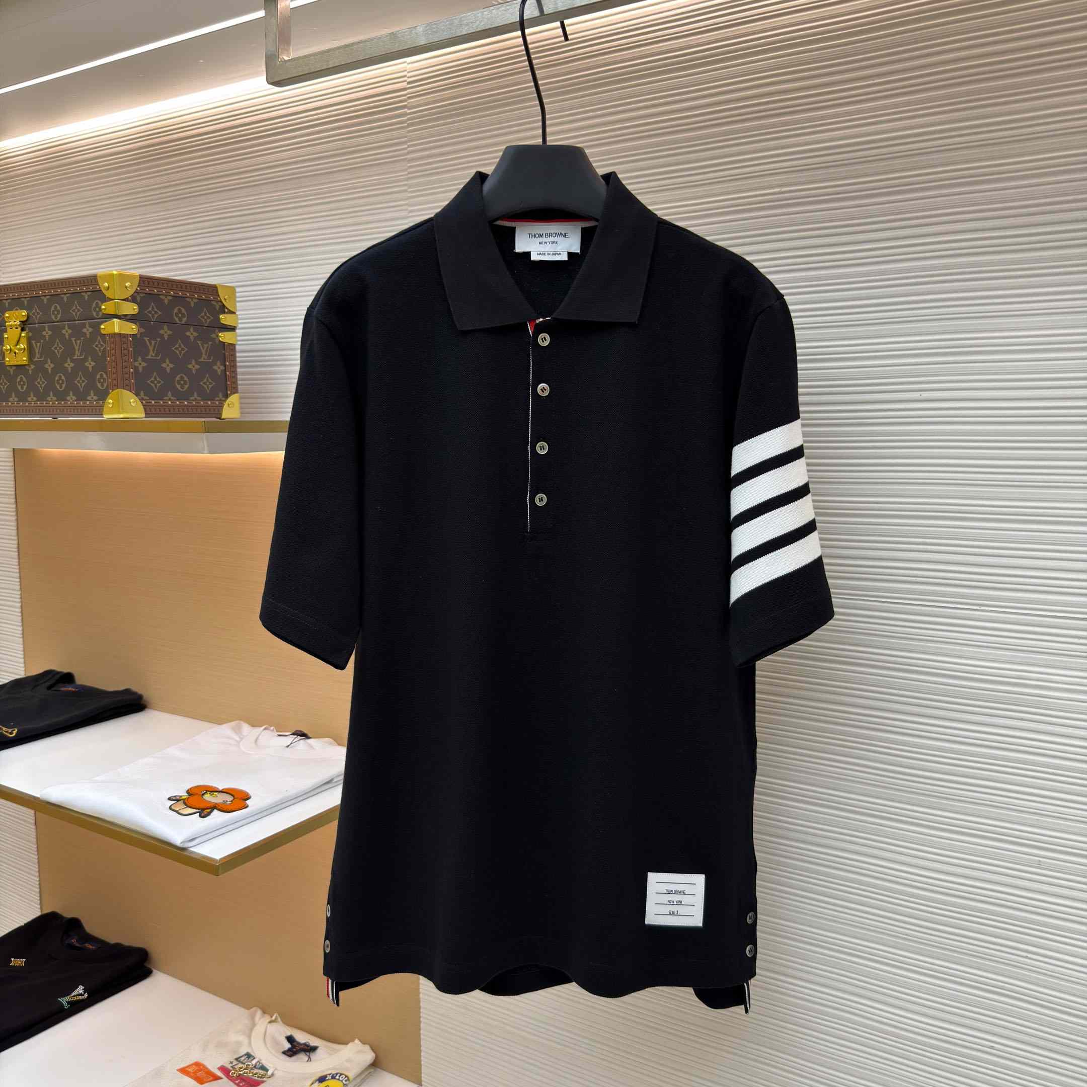 Thom Browne Classic Pique 4-Bar Short Sleeve Polo   - DesignerGu