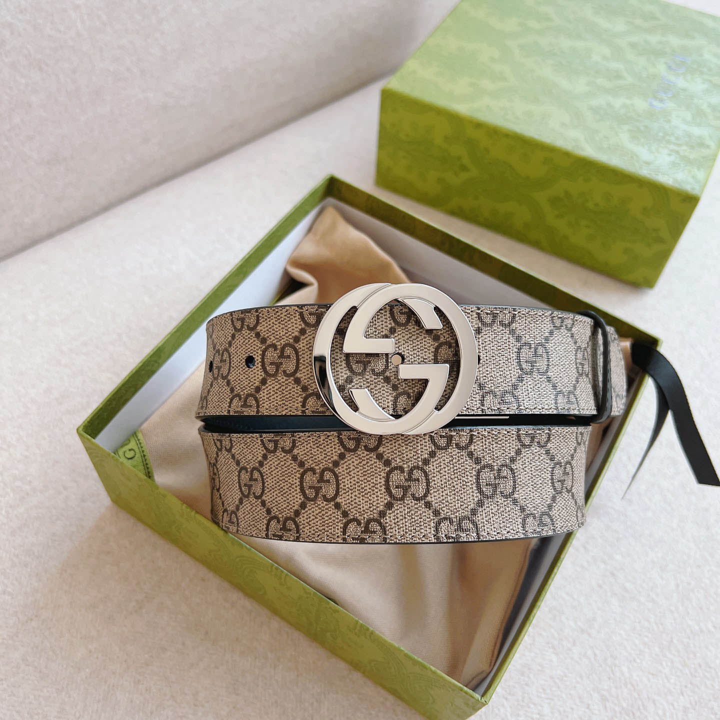 Gucci  Reversible Belt With Interlocking G Buckle - DesignerGu