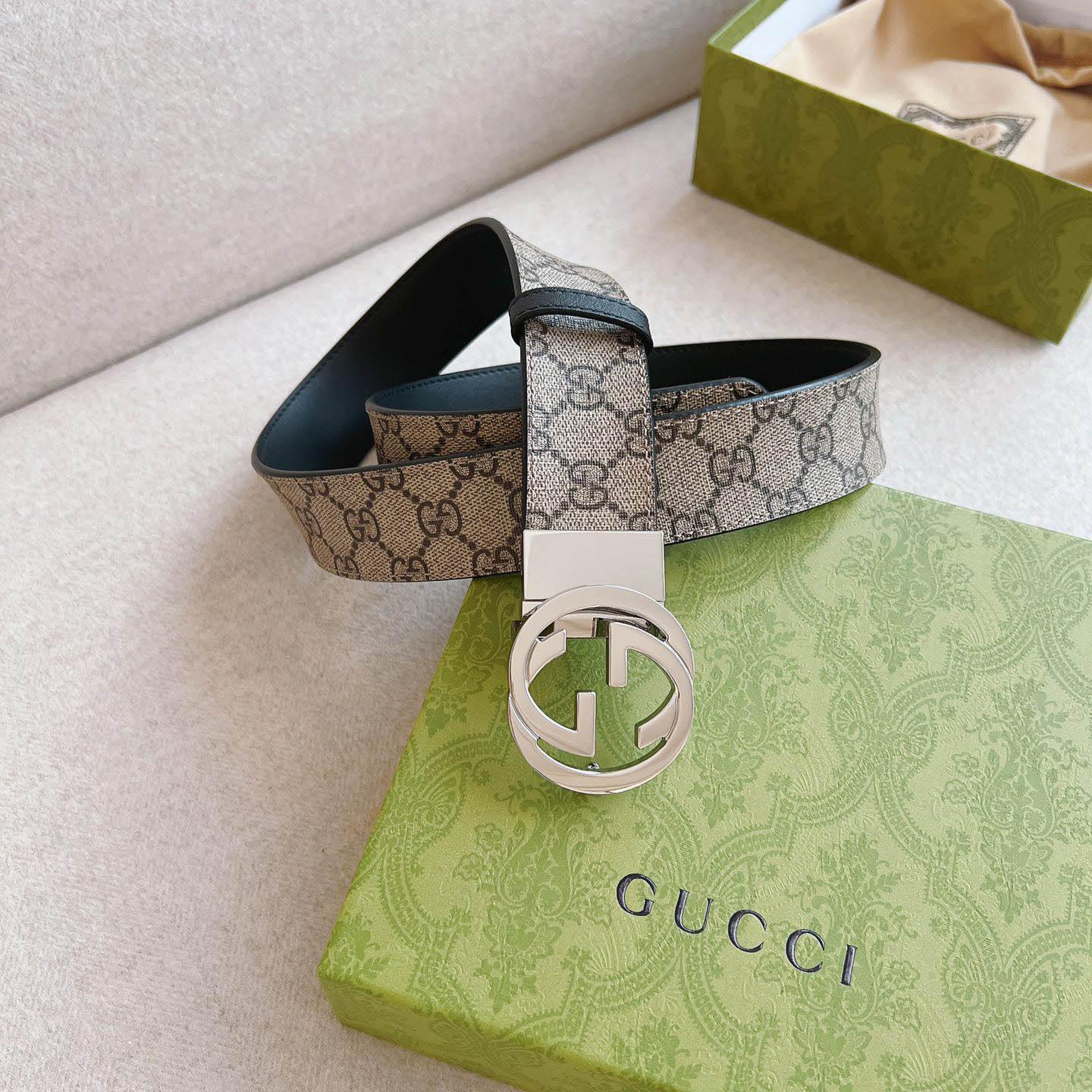 Gucci  Reversible Belt With Interlocking G Buckle - DesignerGu