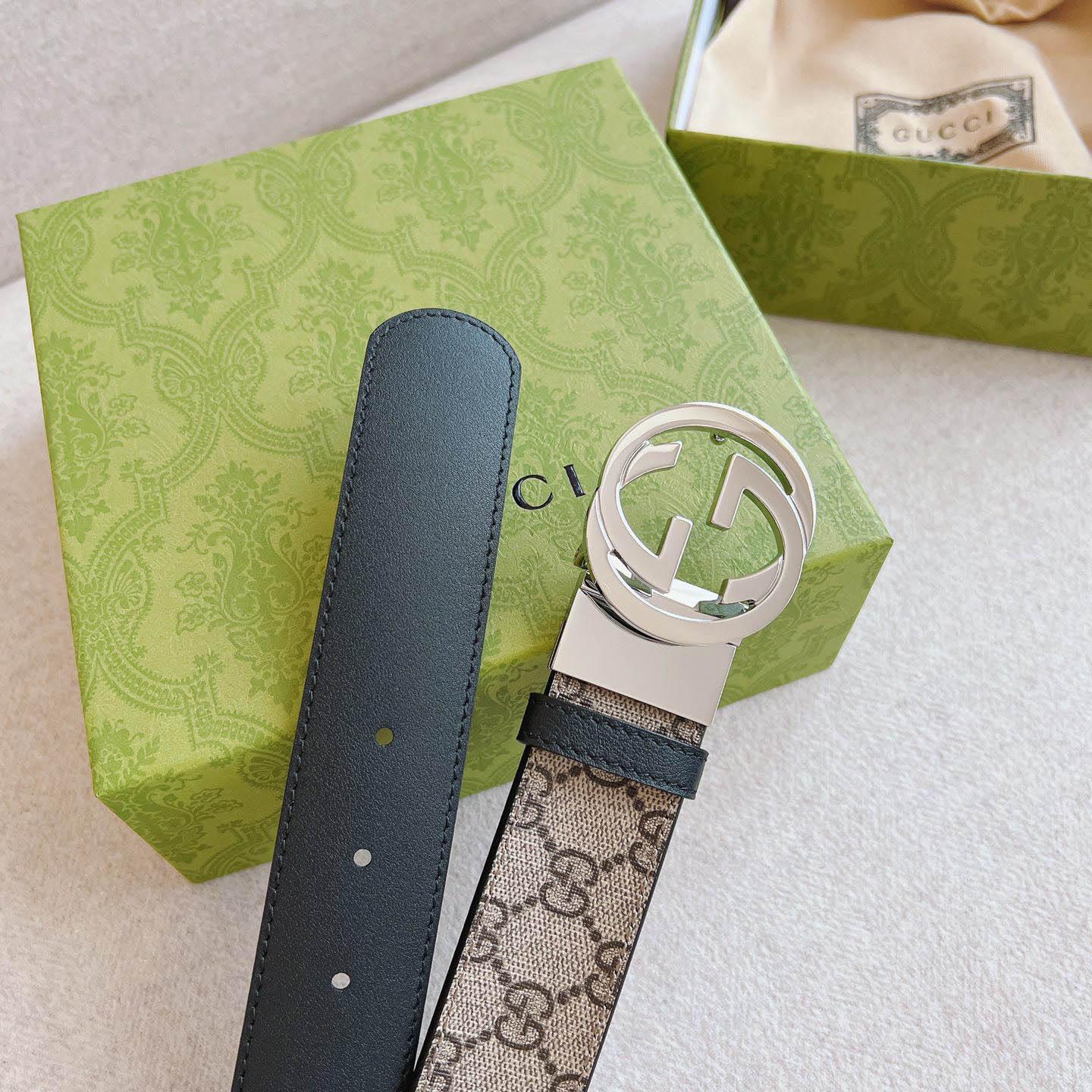 Gucci  Reversible Belt With Interlocking G Buckle - DesignerGu