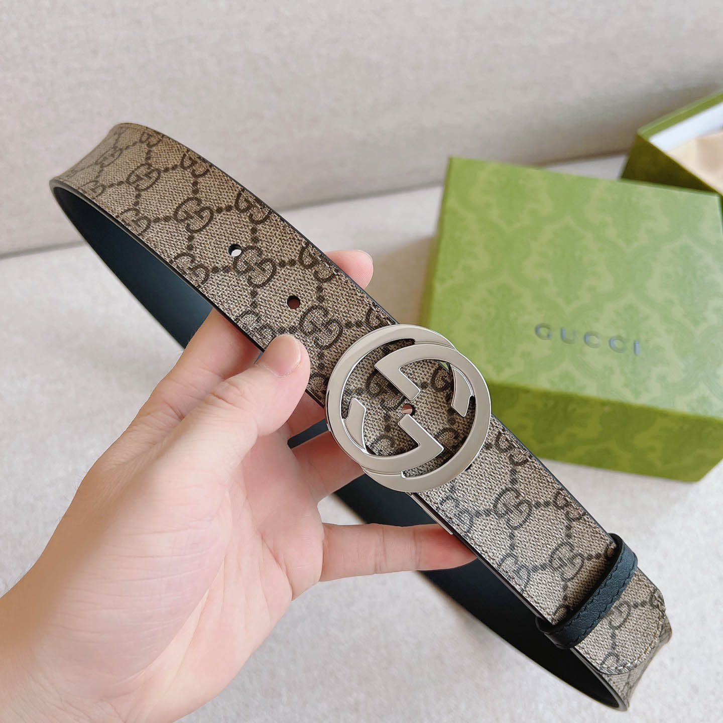 Gucci  Reversible Belt With Interlocking G Buckle - DesignerGu