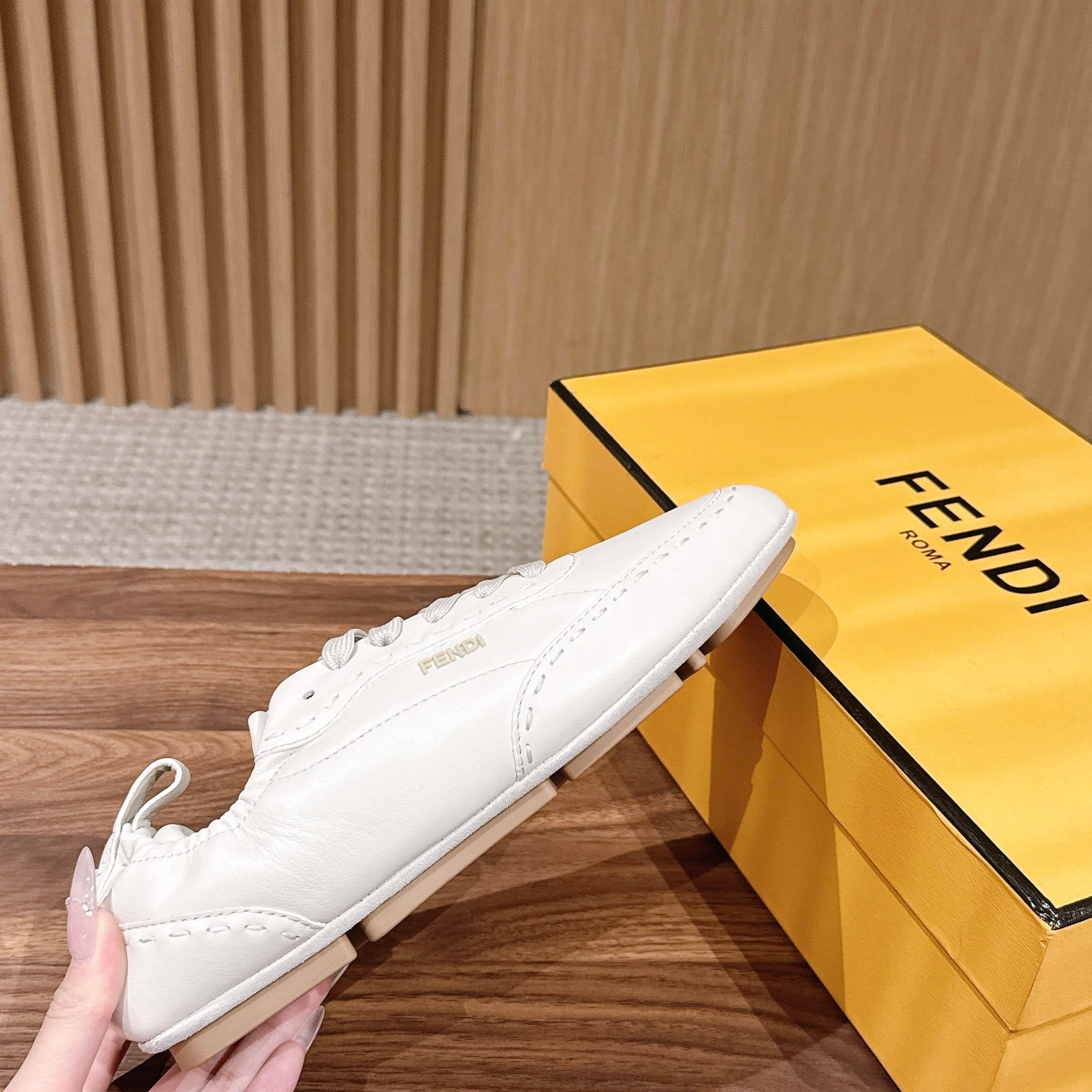 Fendi White Leather Low-Tops Sneakers - DesignerGu