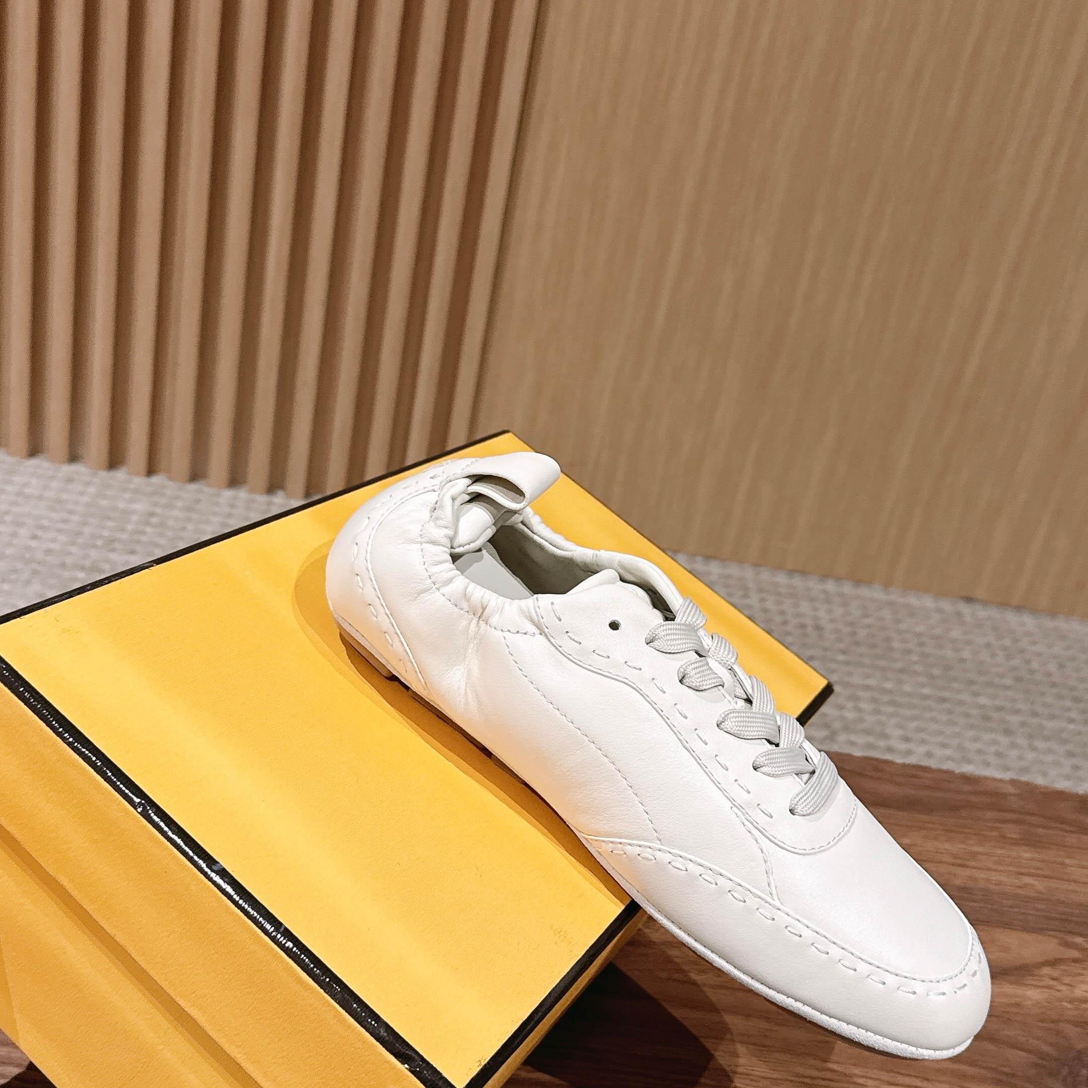 Fendi White Leather Low-Tops Sneakers - DesignerGu