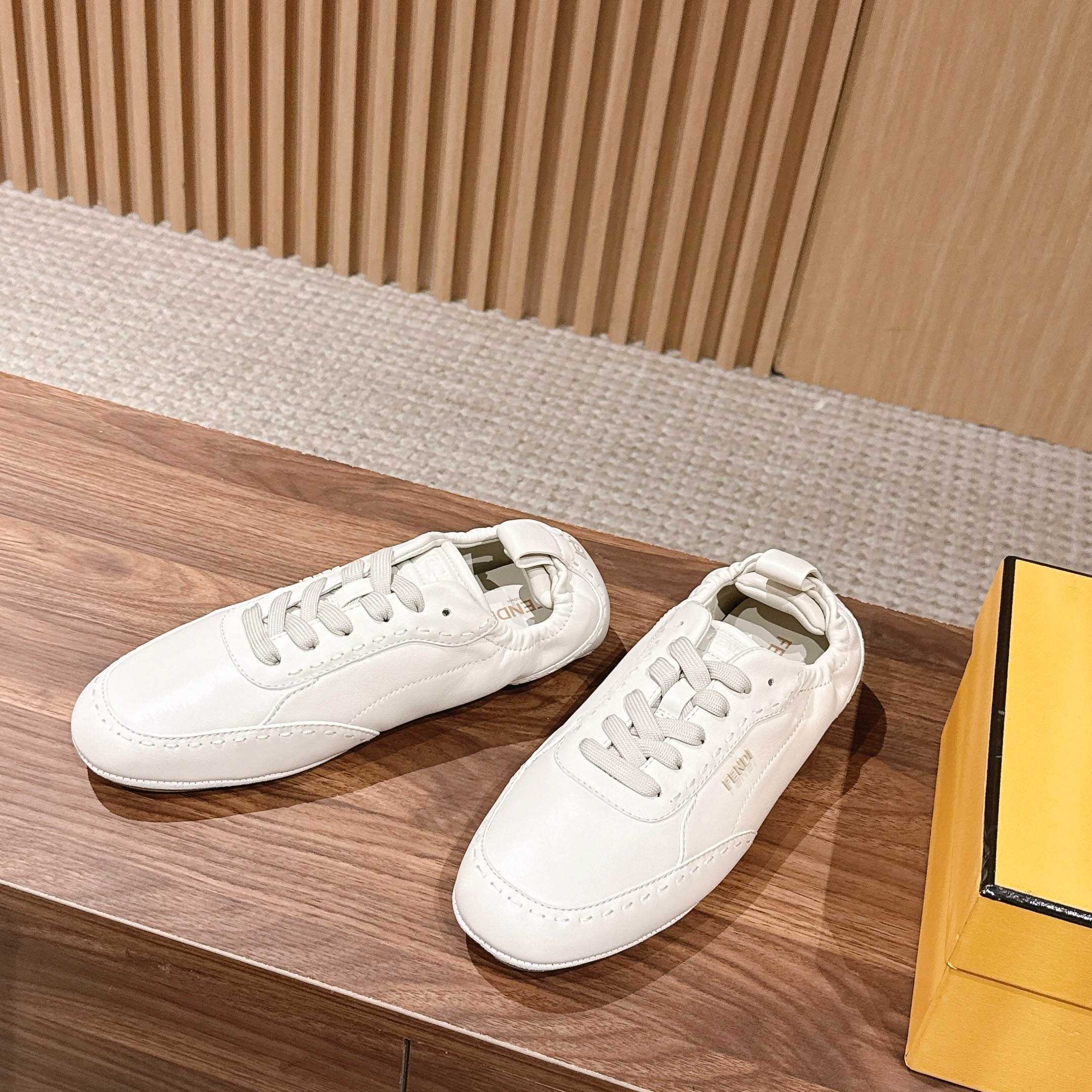 Fendi White Leather Low-Tops Sneakers - DesignerGu