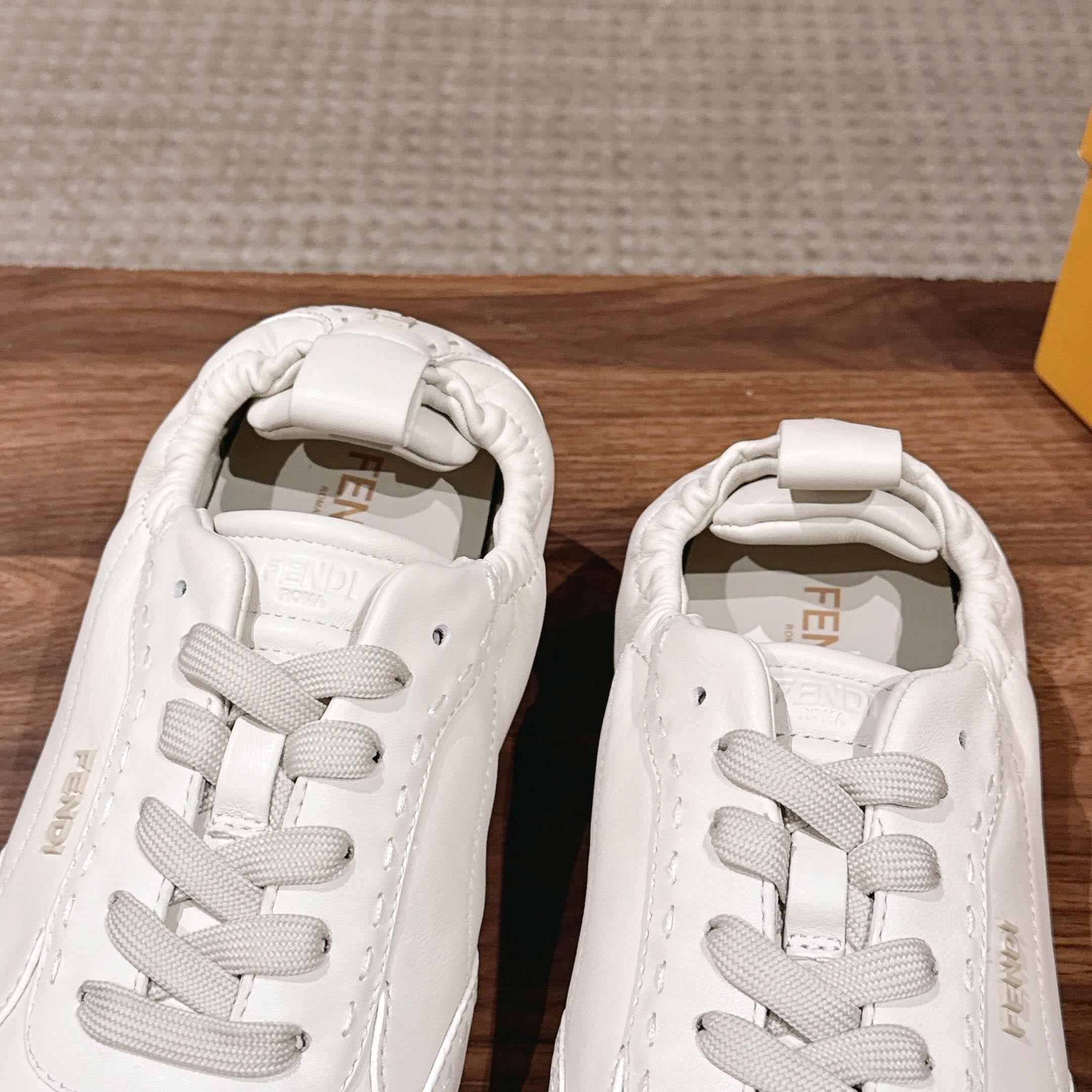 Fendi White Leather Low-Tops Sneakers - DesignerGu