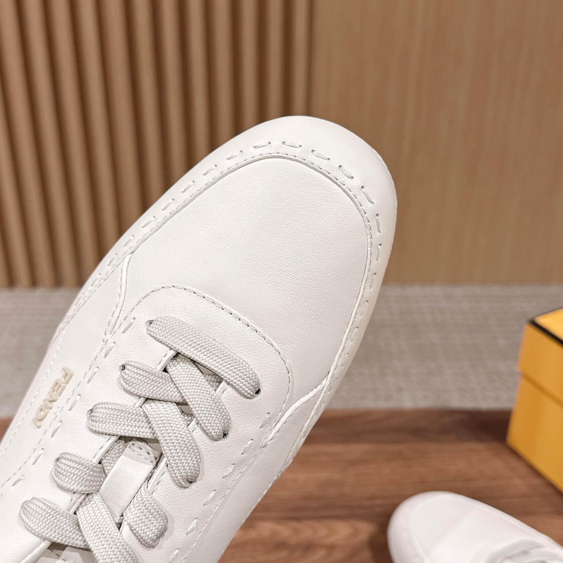 Fendi White Leather Low-Tops Sneakers - DesignerGu