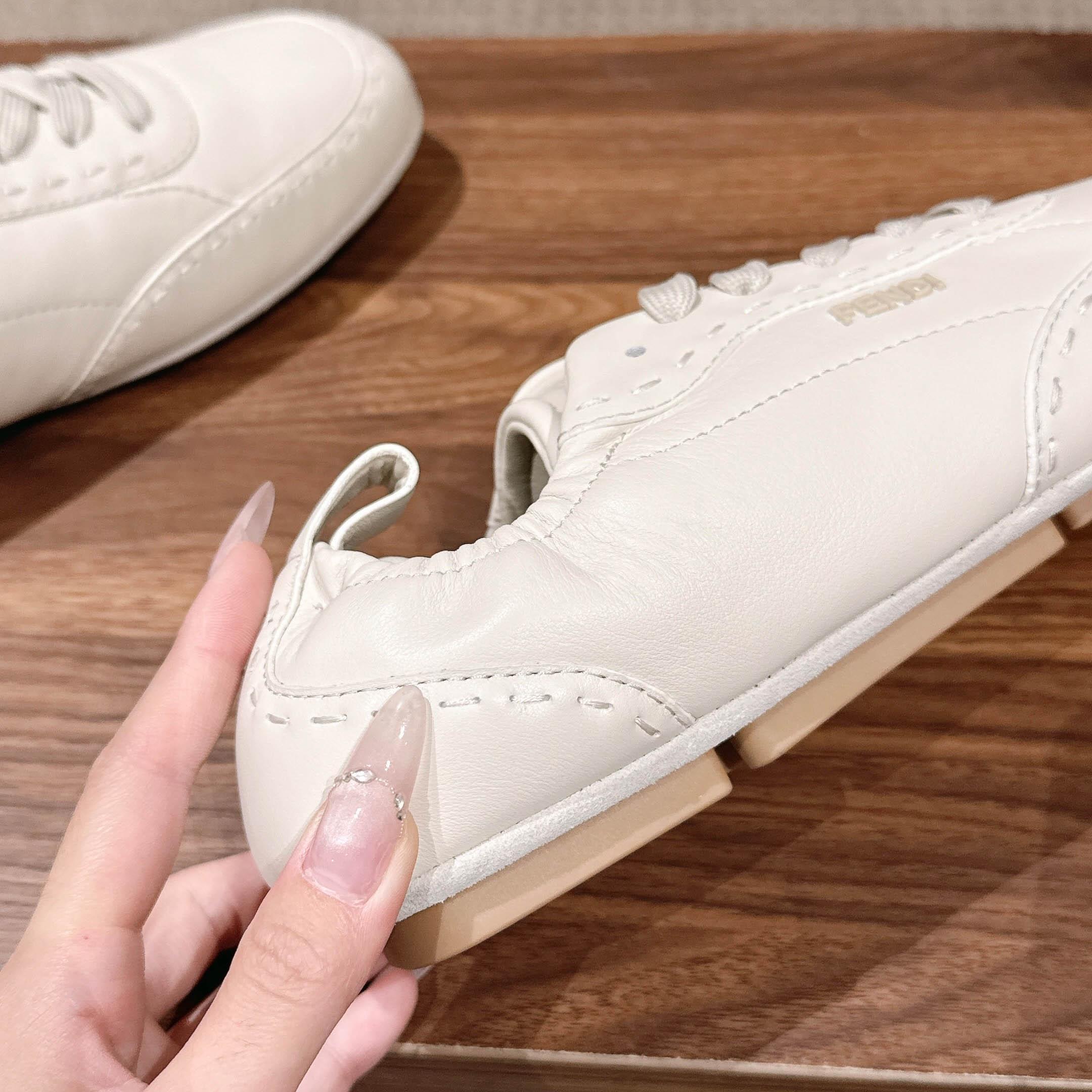 Fendi White Leather Low-Tops Sneakers - DesignerGu