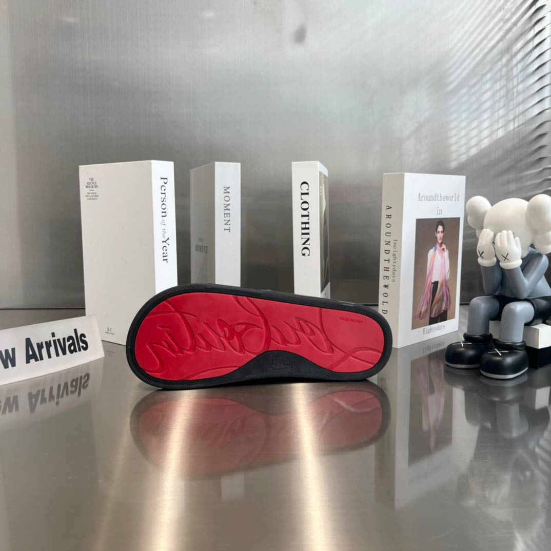 Christian Louboutin  Navy Pool Flat Sandals In Black - DesignerGu