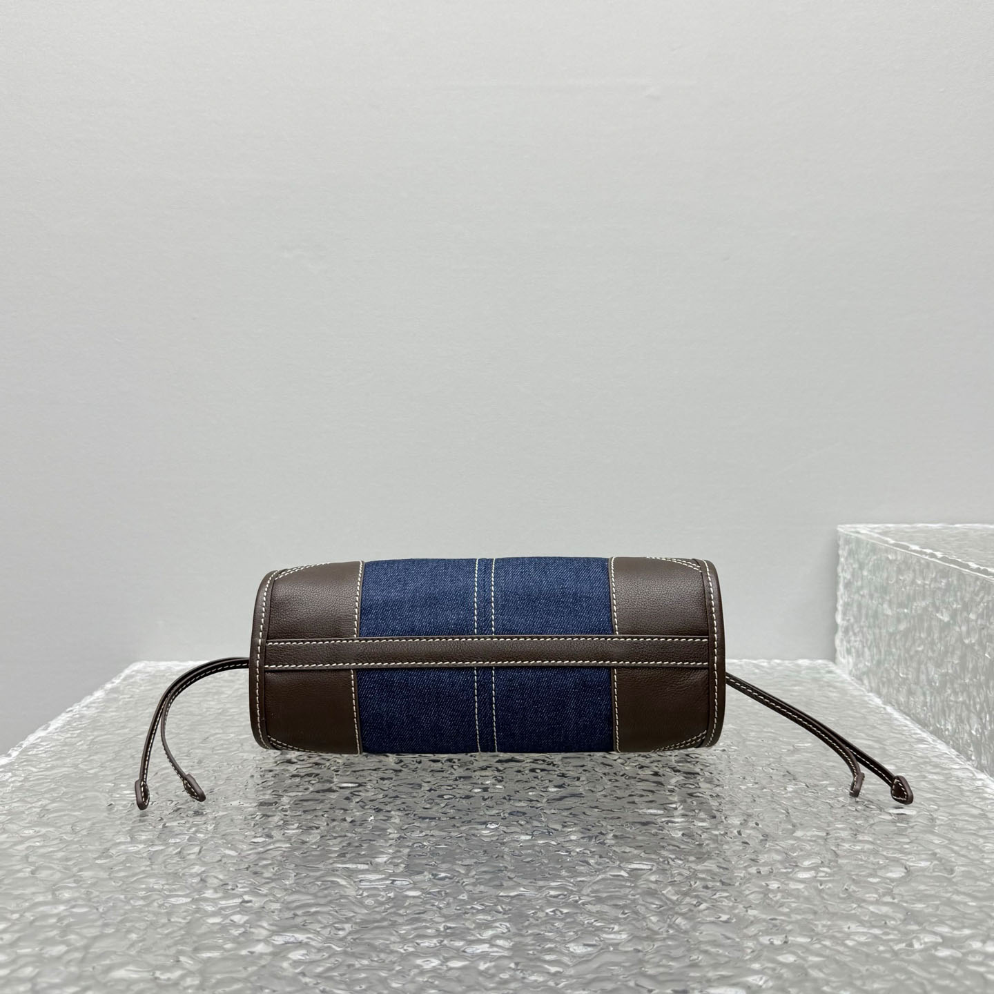 Prada Bonnie Small Denim And Leather Handbag - DesignerGu