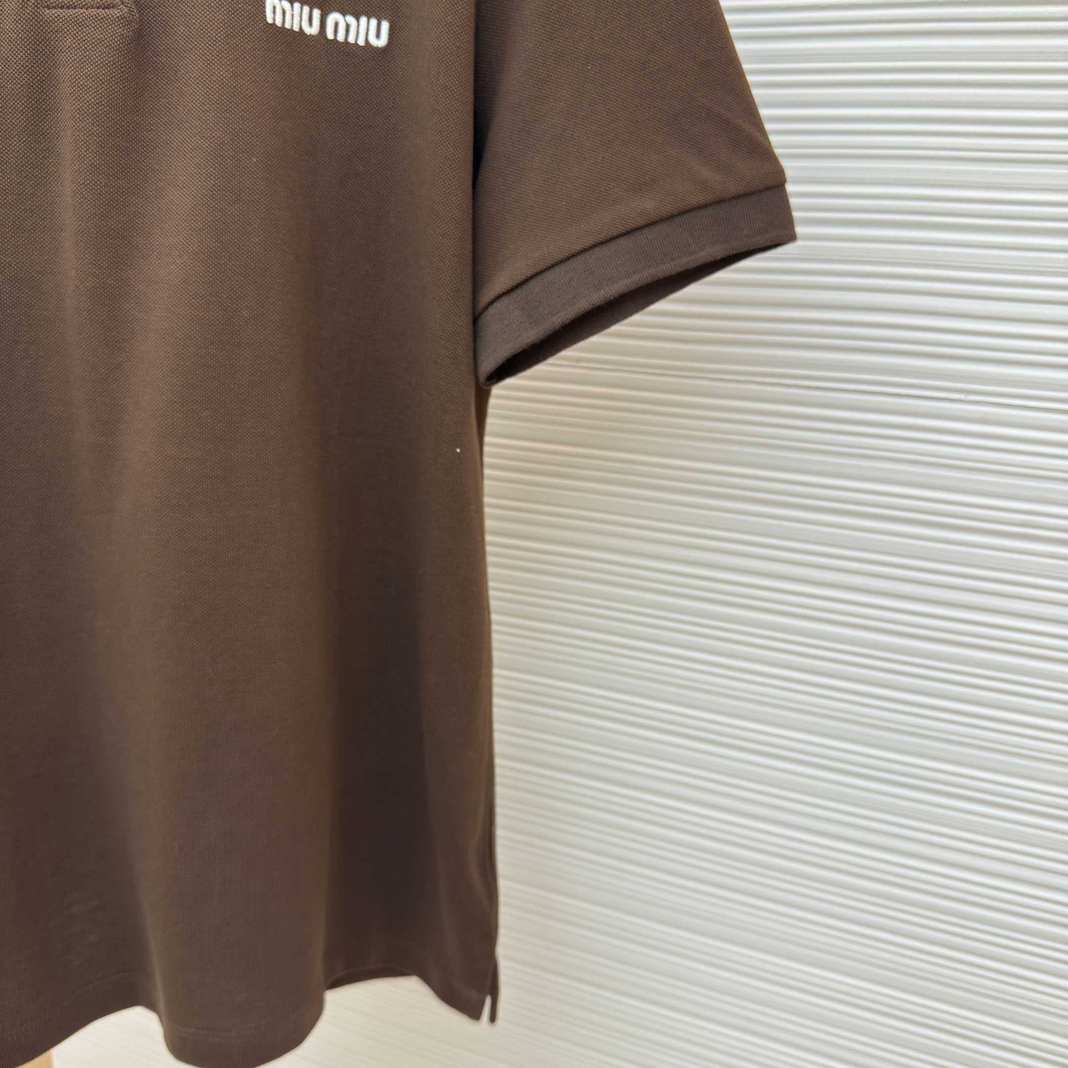 Miu Miu Cotton Piqué Polo Shirt - DesignerGu