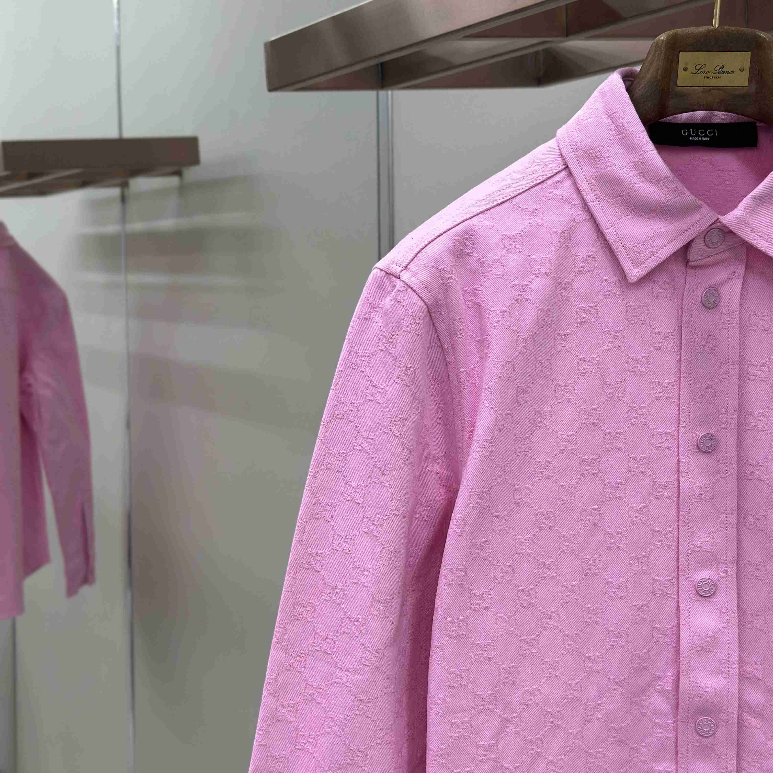 Gucci  Dyed GG Cotton Denim Jacquard Shirt - DesignerGu