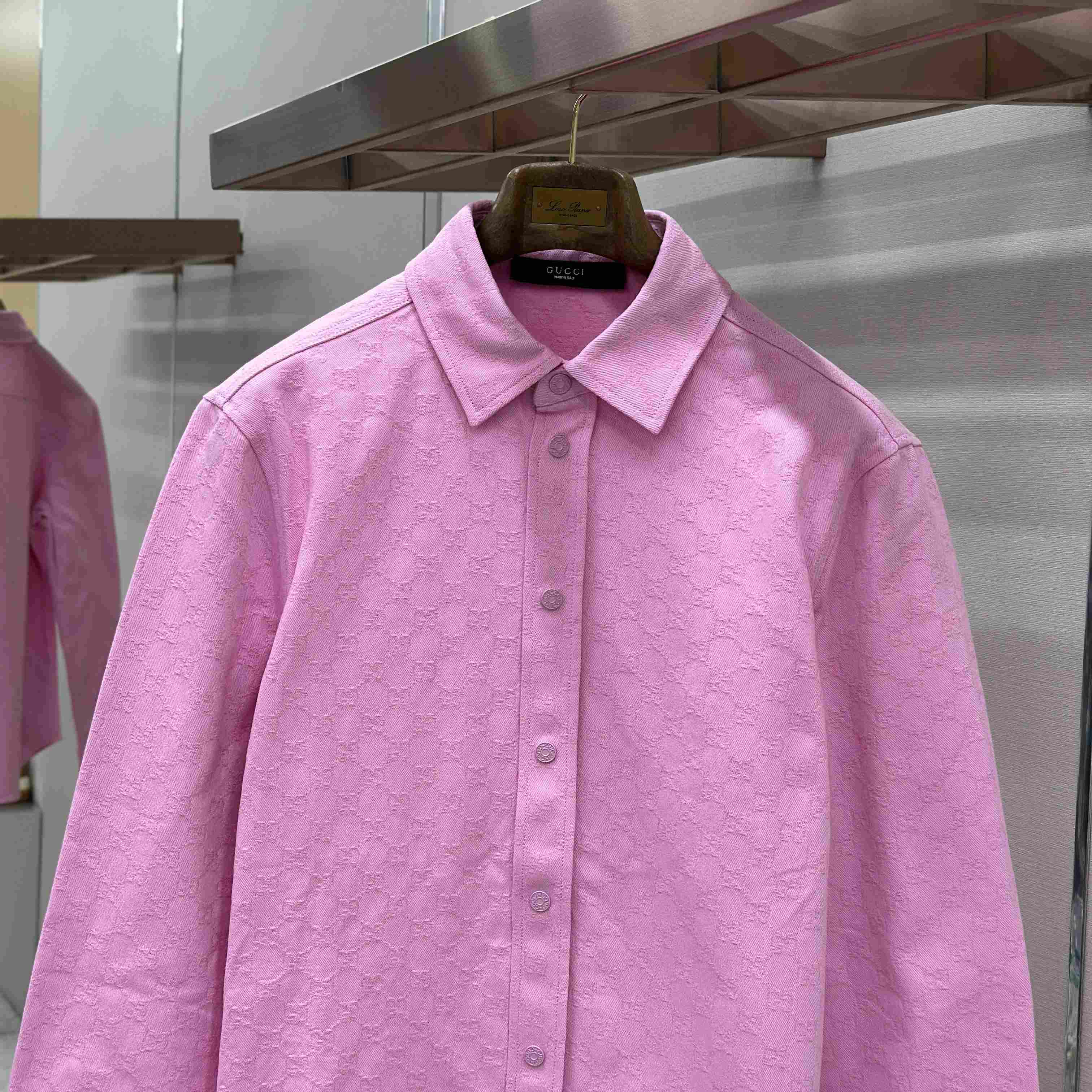 Gucci  Dyed GG Cotton Denim Jacquard Shirt - DesignerGu