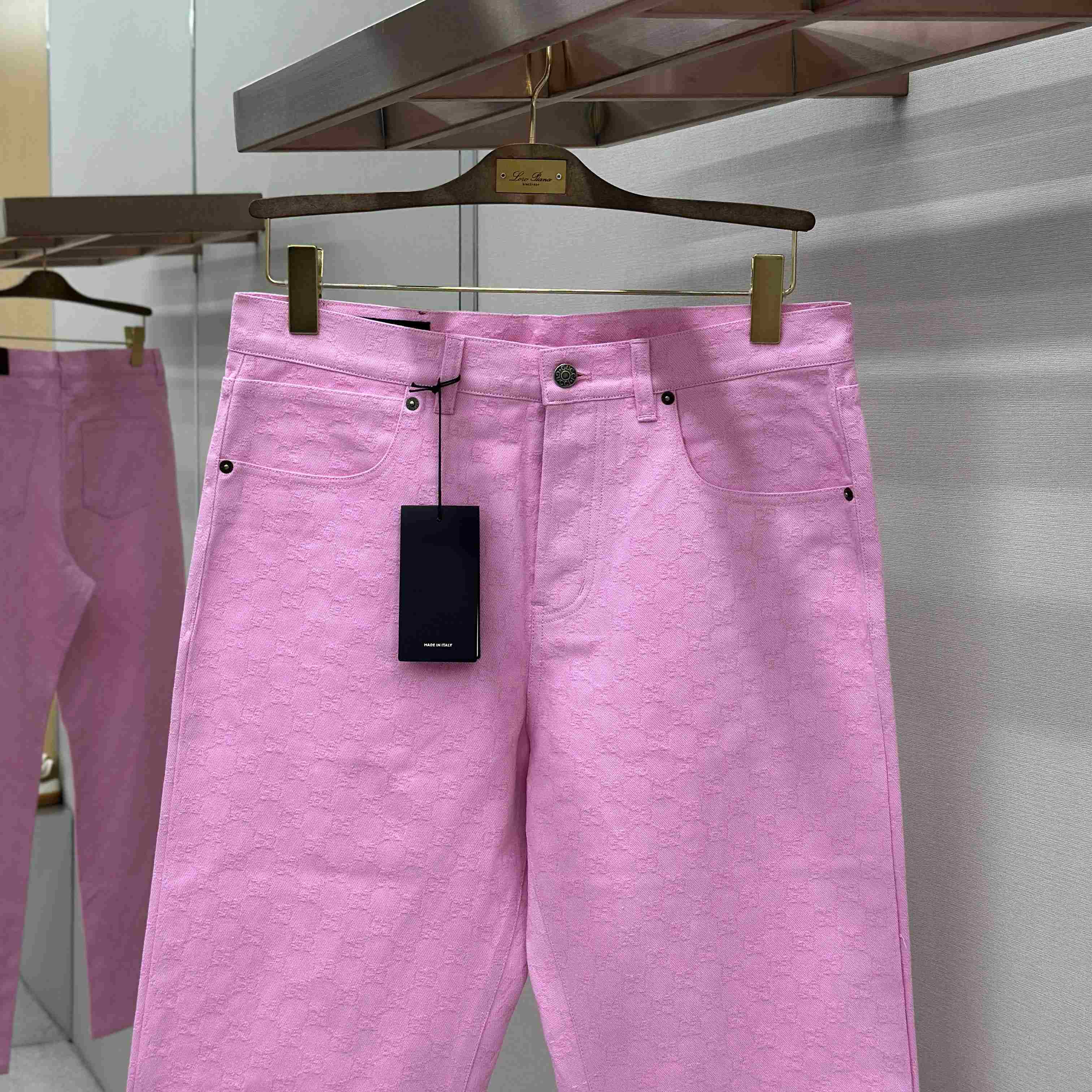 Gucci GG Cotton Denim Jacquard Pants - DesignerGu