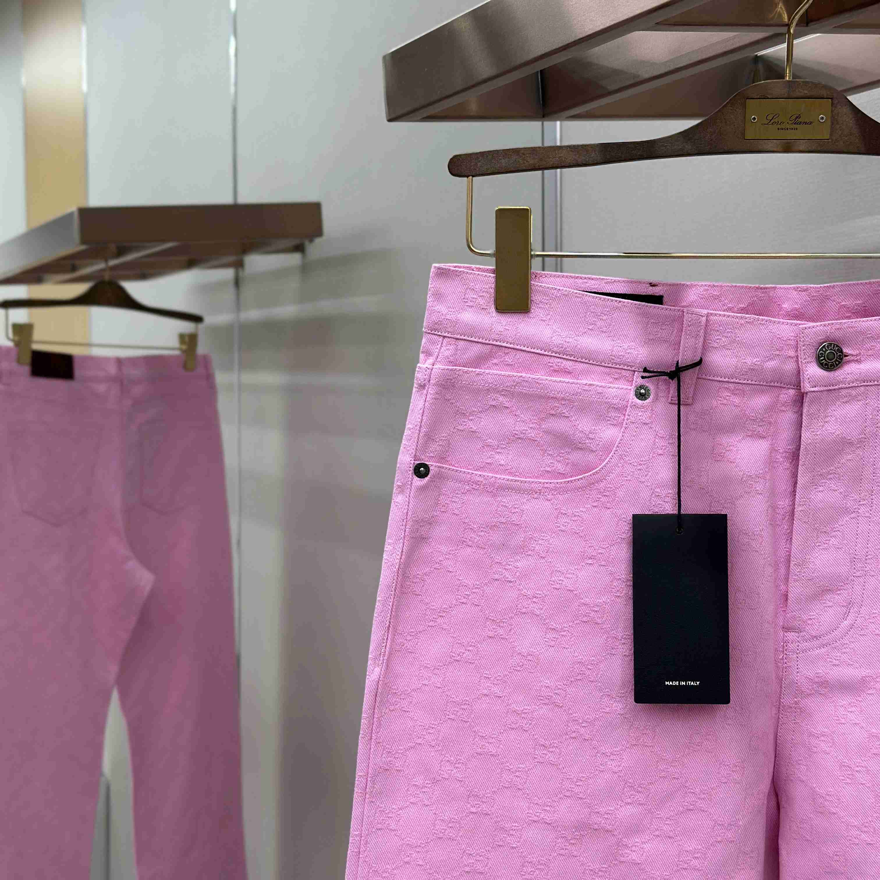 Gucci GG Cotton Denim Jacquard Pants - DesignerGu