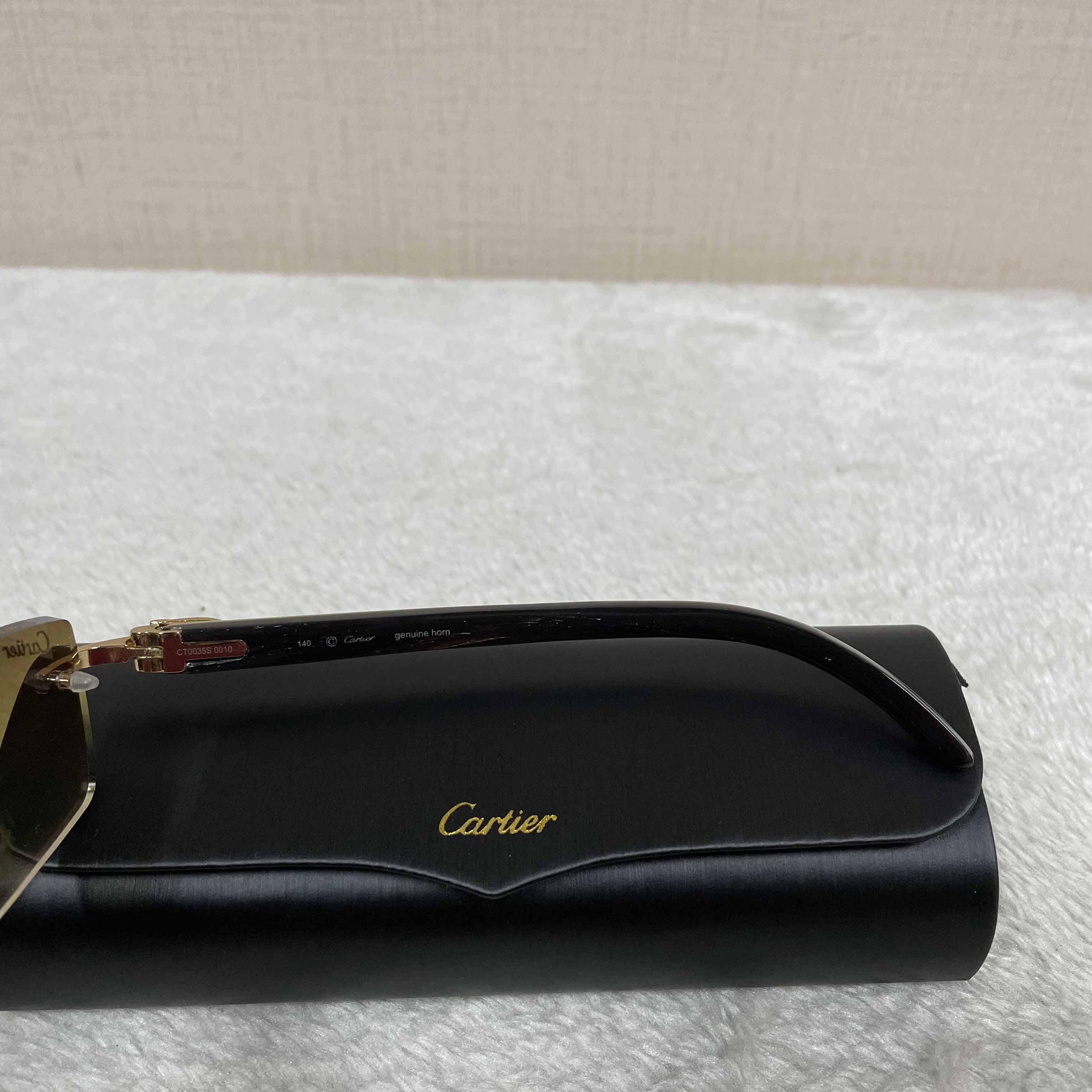 Cartier 3524012 White Buffalo Big Lens Sunglasses In Brown - 