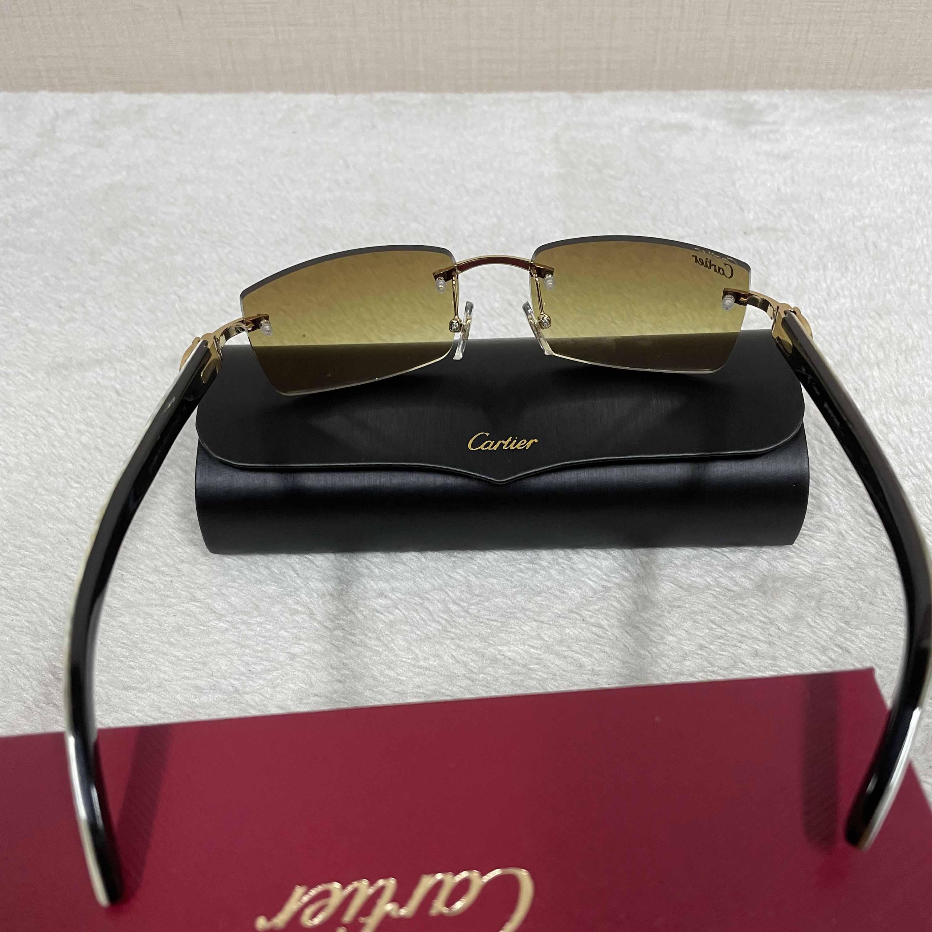 Cartier 3524012 White Buffalo Big Lens Sunglasses In Brown - 