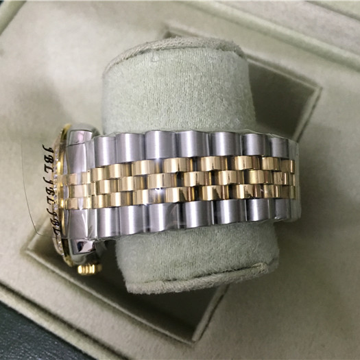 Rolex High Quality Datejust Stainless Steel and Jubille Bracelet Champagne Diamond Dial Full Diamond Bezel Watch - 