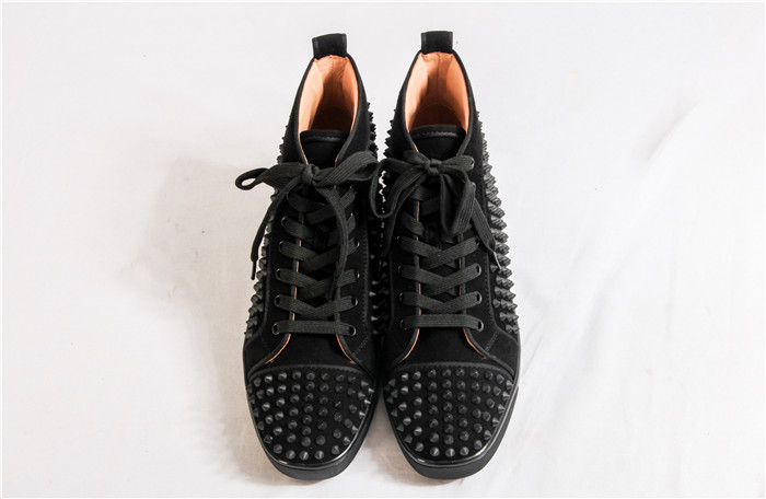 Limited Version Christian Louboutin Louis Spikes Black Orlato Suede Sneakers - 