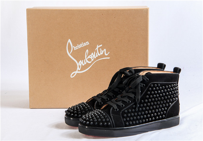 Limited Version Christian Louboutin Louis Spikes Black Orlato Suede Sneakers - 