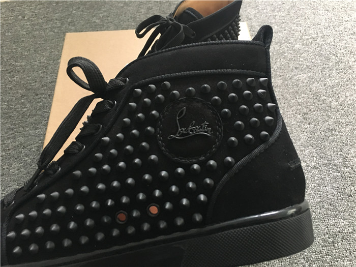 Limited Version Christian Louboutin Louis Spikes Black Orlato Suede Sneakers - DesignerGu
