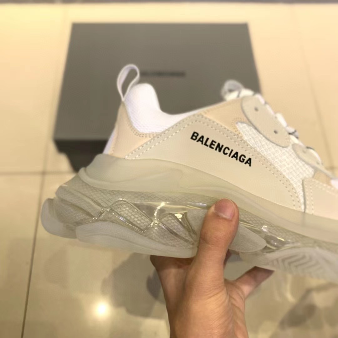 Balenciaga Clear Sole Triple S Trainers White - 