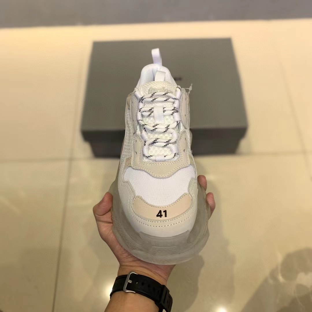Balenciaga Clear Sole Triple S Trainers White - 