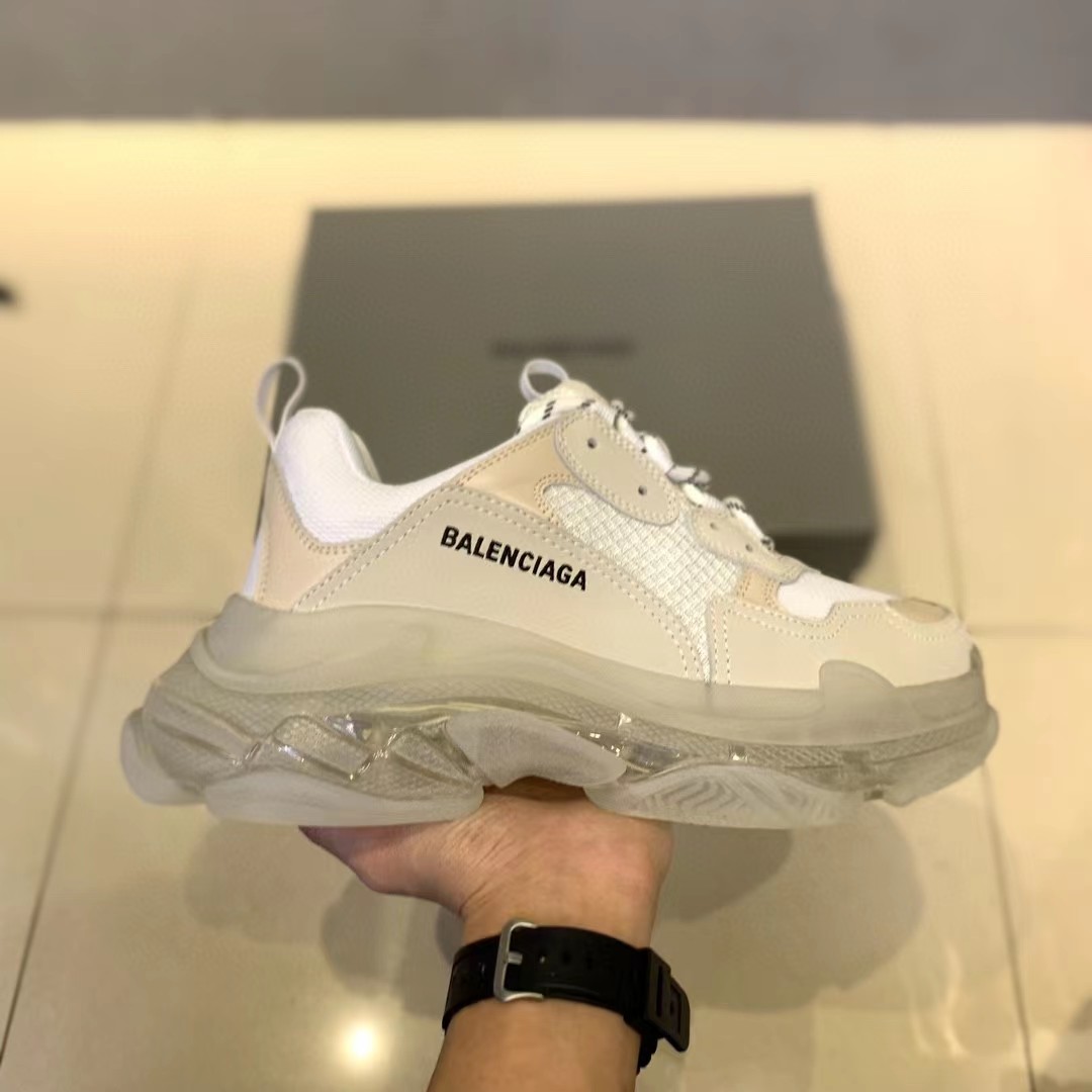 Balenciaga Clear Sole Triple S Trainers White - 