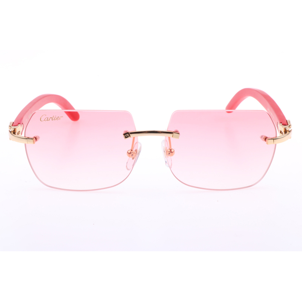 Cartier 8300818 Red Wood Sunglasses In Gold Gradient Pink - 