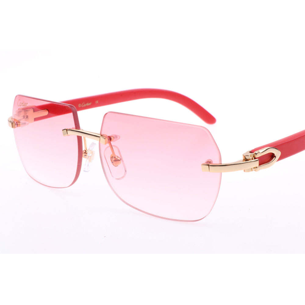 Cartier 8300818 Red Wood Sunglasses In Gold Gradient Pink - 