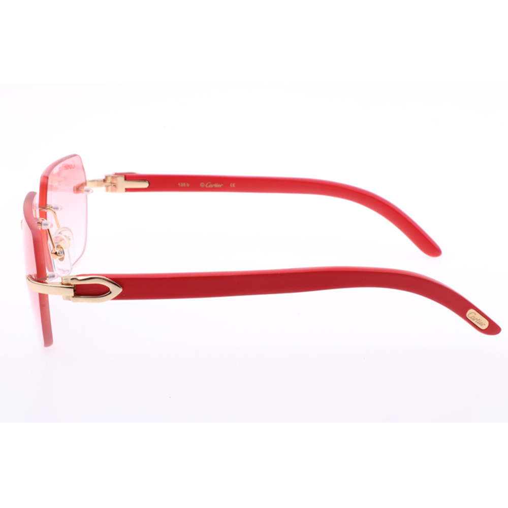 Cartier 8300818 Red Wood Sunglasses In Gold Gradient Pink - 