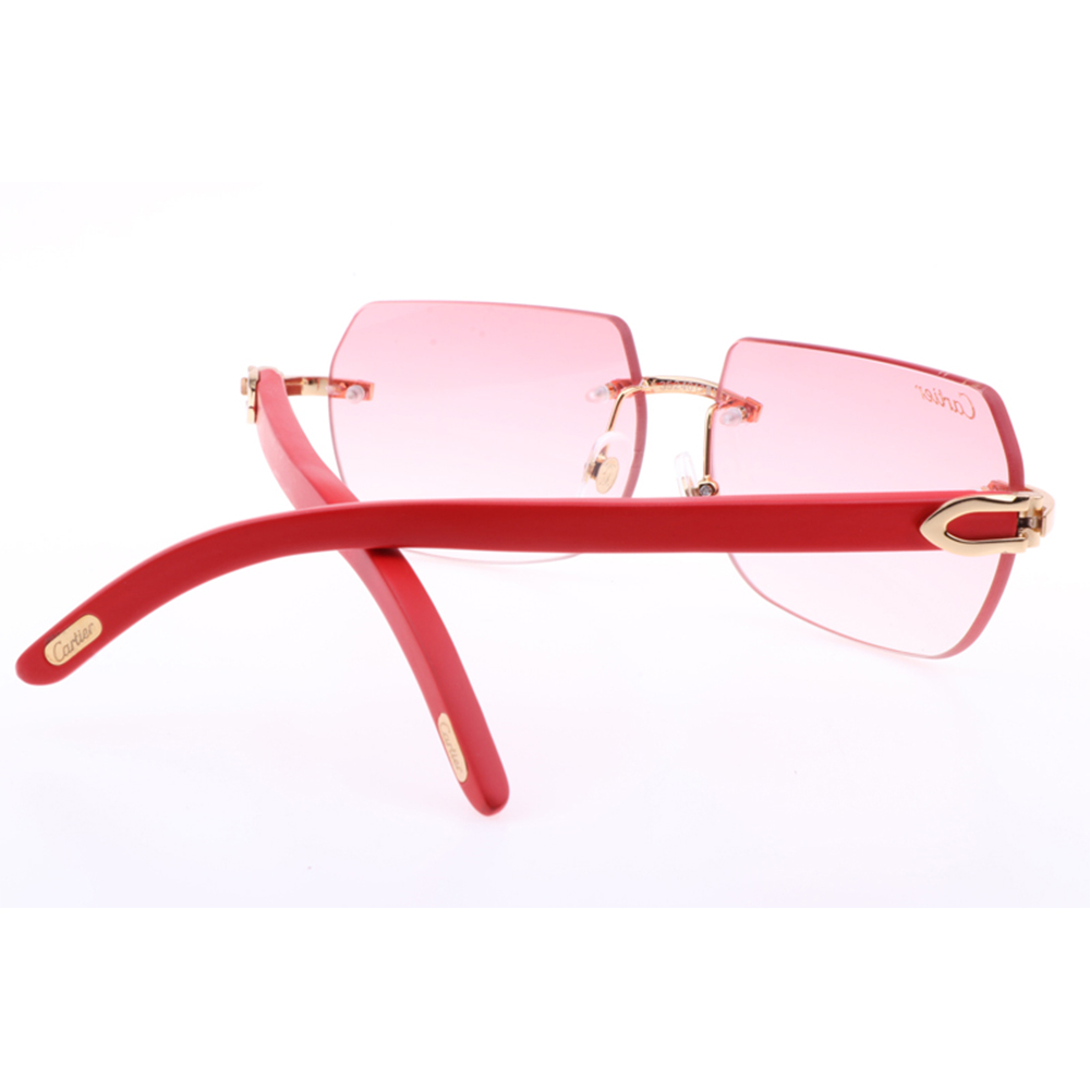 Cartier 8300818 Red Wood Sunglasses In Gold Gradient Pink - 