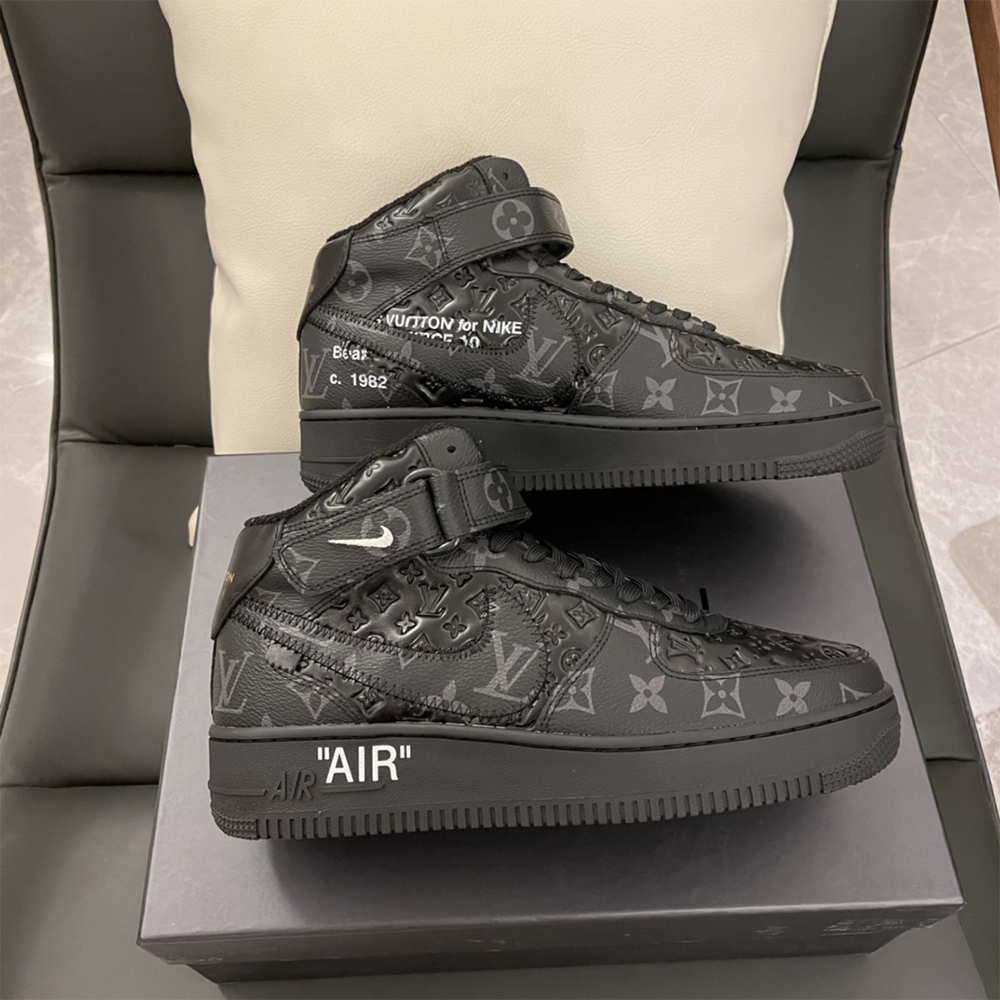 Louis Vuitton X Nike Air Force 1 Mid-Top Sneaker In All Black - 