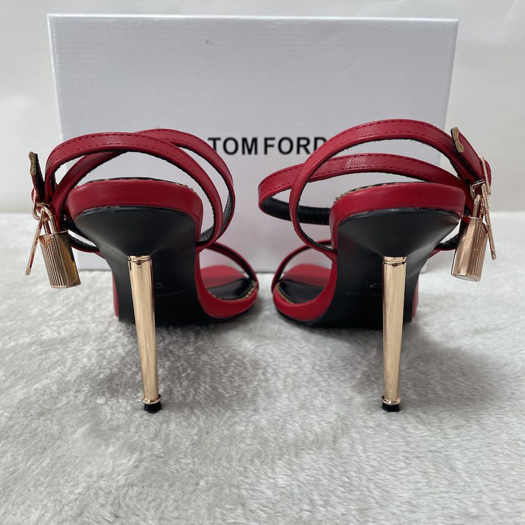 Tom Ford Shiny Leather Padlock Pointy Naked Sandal - 